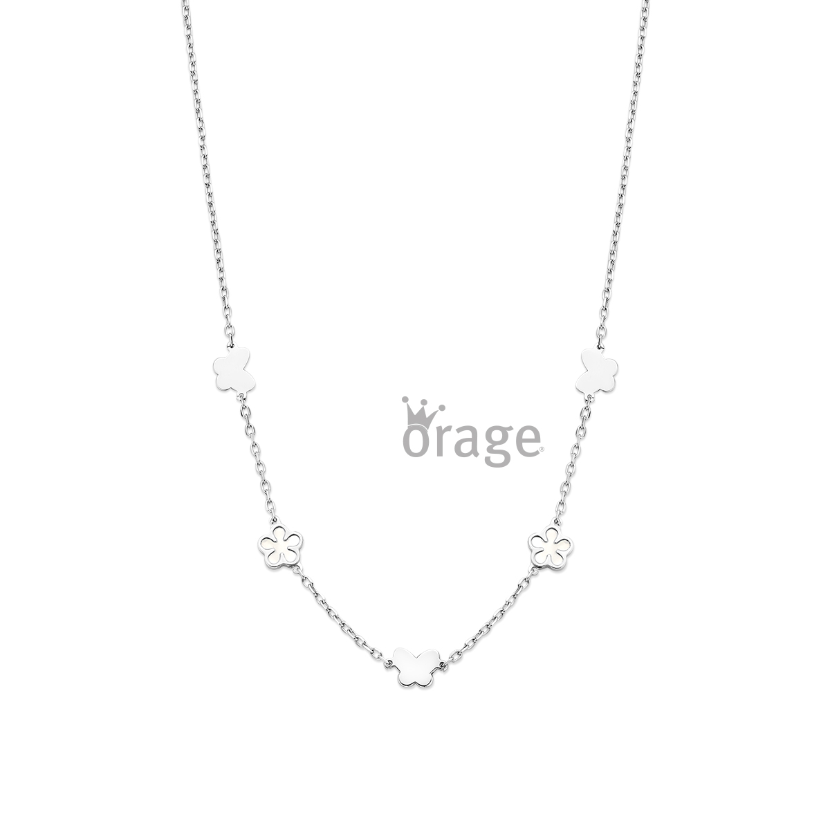 Orage Kids collier bloem parelmoer wit zilver