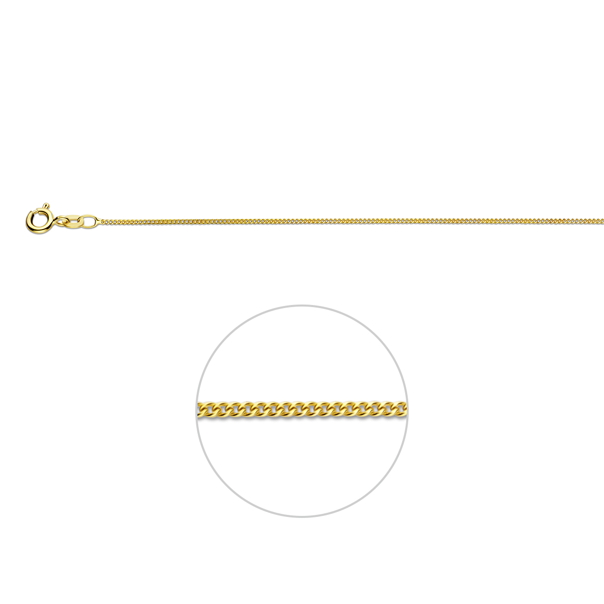 14k.t Geelgouden collier met gourmet schakel, lengte 50cm.