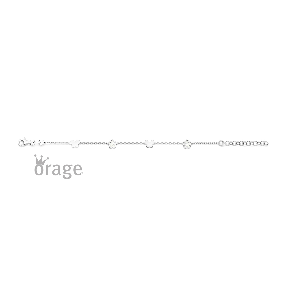 Orage Kids Armband bloem parelmoer wit zilver