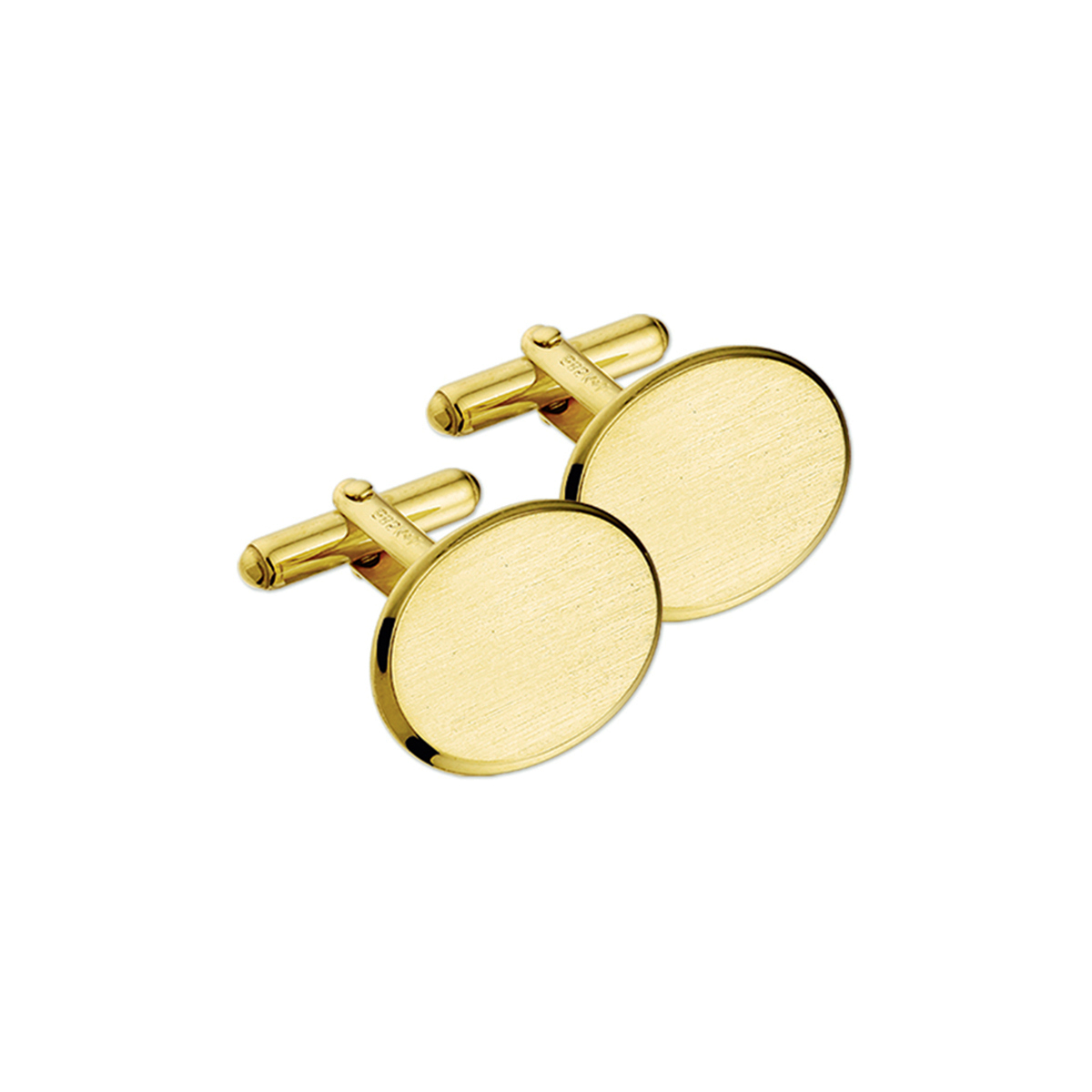 Geelgouden manchetknopen met een poli/matte afwerking. De manchetknopen hebben een goud op zilver mechaniek.