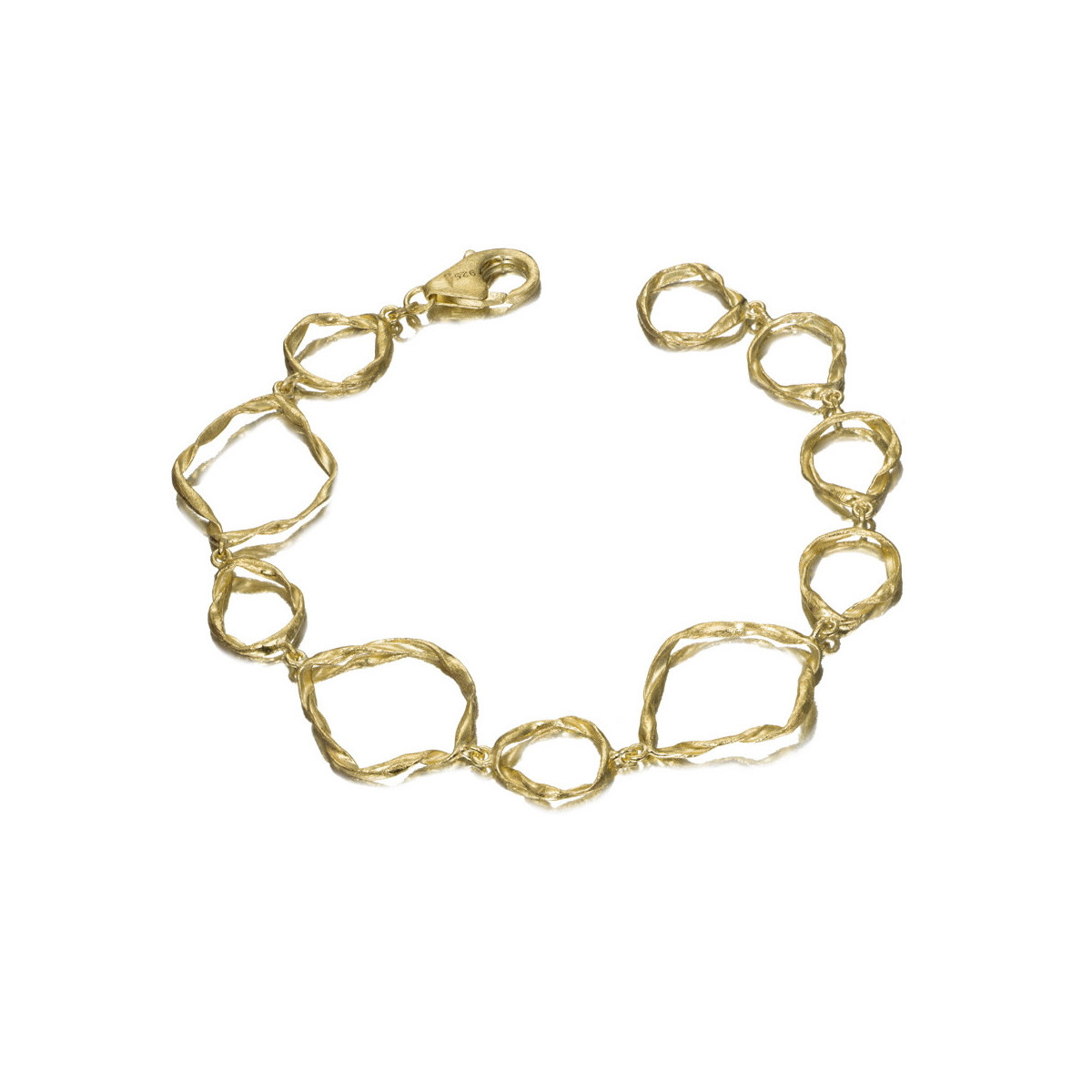 Armband met onregelmatige schakels in sterling zilver met 18-karaats verguld goud.