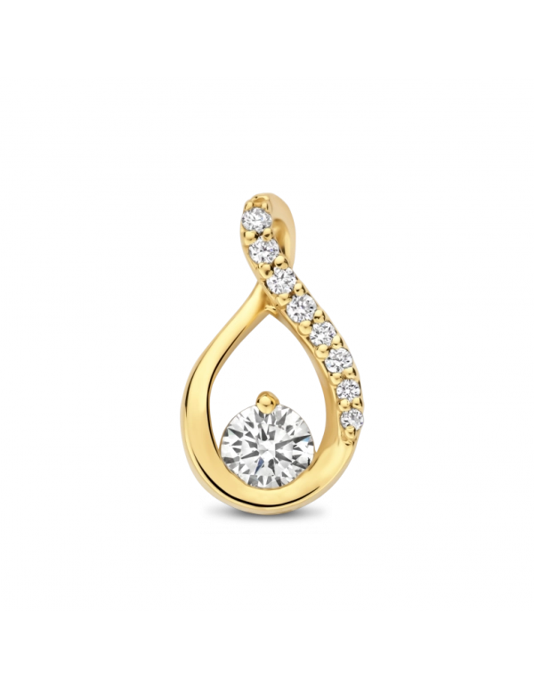 14 karaats geelgouden hanger met diamant. Model Calcolo 0.16crt H/Si.