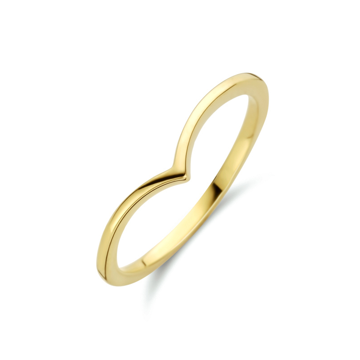 De Exclusief gouden ring heeft een elegante golf/slag/v-vorm en is gemaakt van goud met een glanzende afwerking. De ring heeft een breedte van 4 mm, een maat van 54. Deze goudkleurige ring is perfect voor zowel speciale gelegenheden als dagelijks gebruik en geeft elke outfit een vleugje luxe.