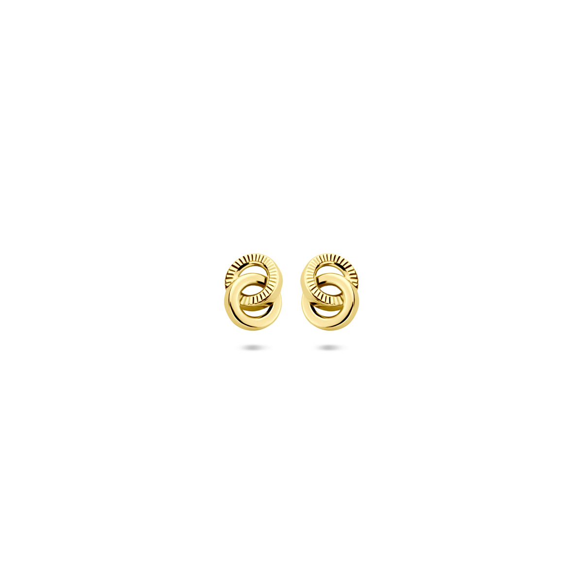 Gouden Oorknoppen poli/gediamanteerd 