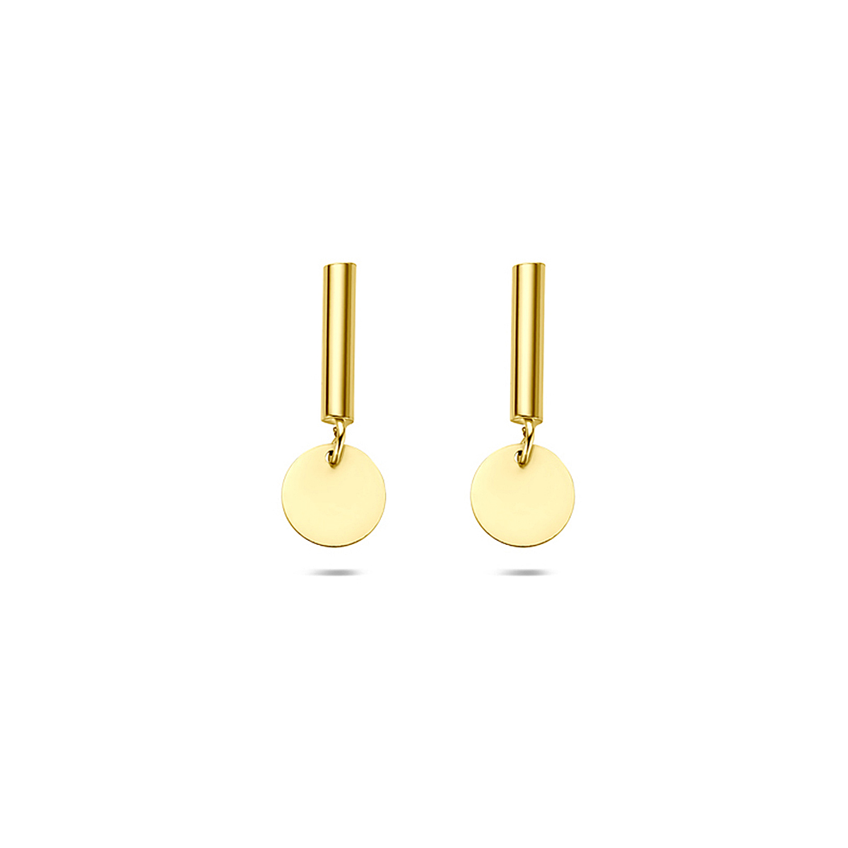 14k Geelgouden oorhangers met een afmeting van 11x4.5mm.