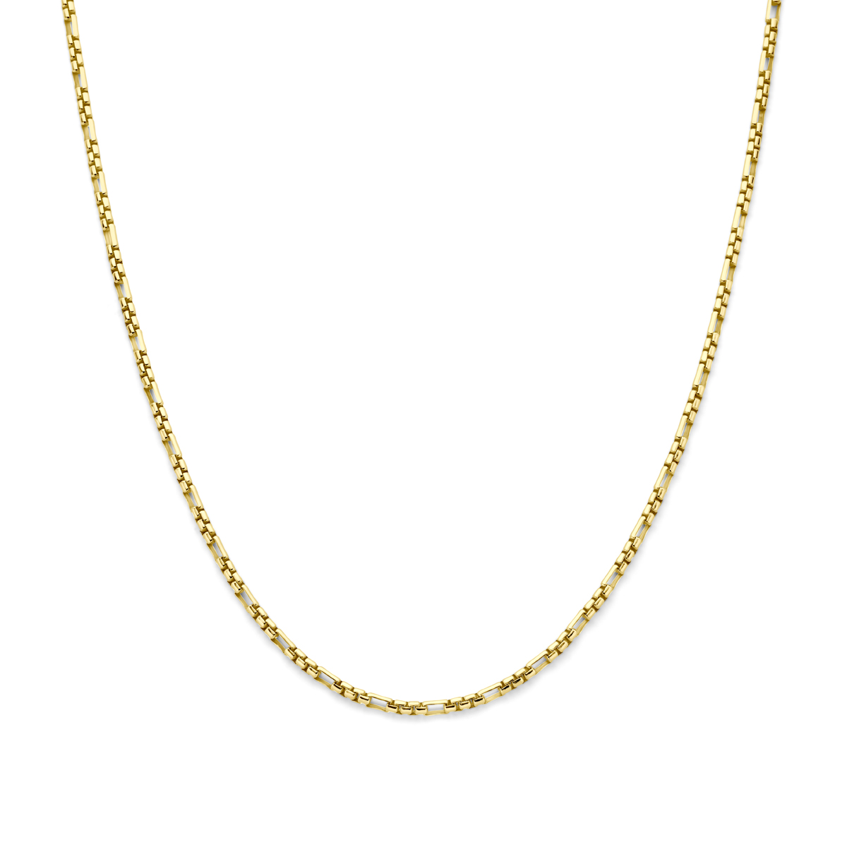 14k Geelgouden collier met een kern van 925 zilver. Het collier heeft een schakelbreedte van 3,0mm en een draaglengte van 45cm. Uitgevoerd met karabijnsluiting.