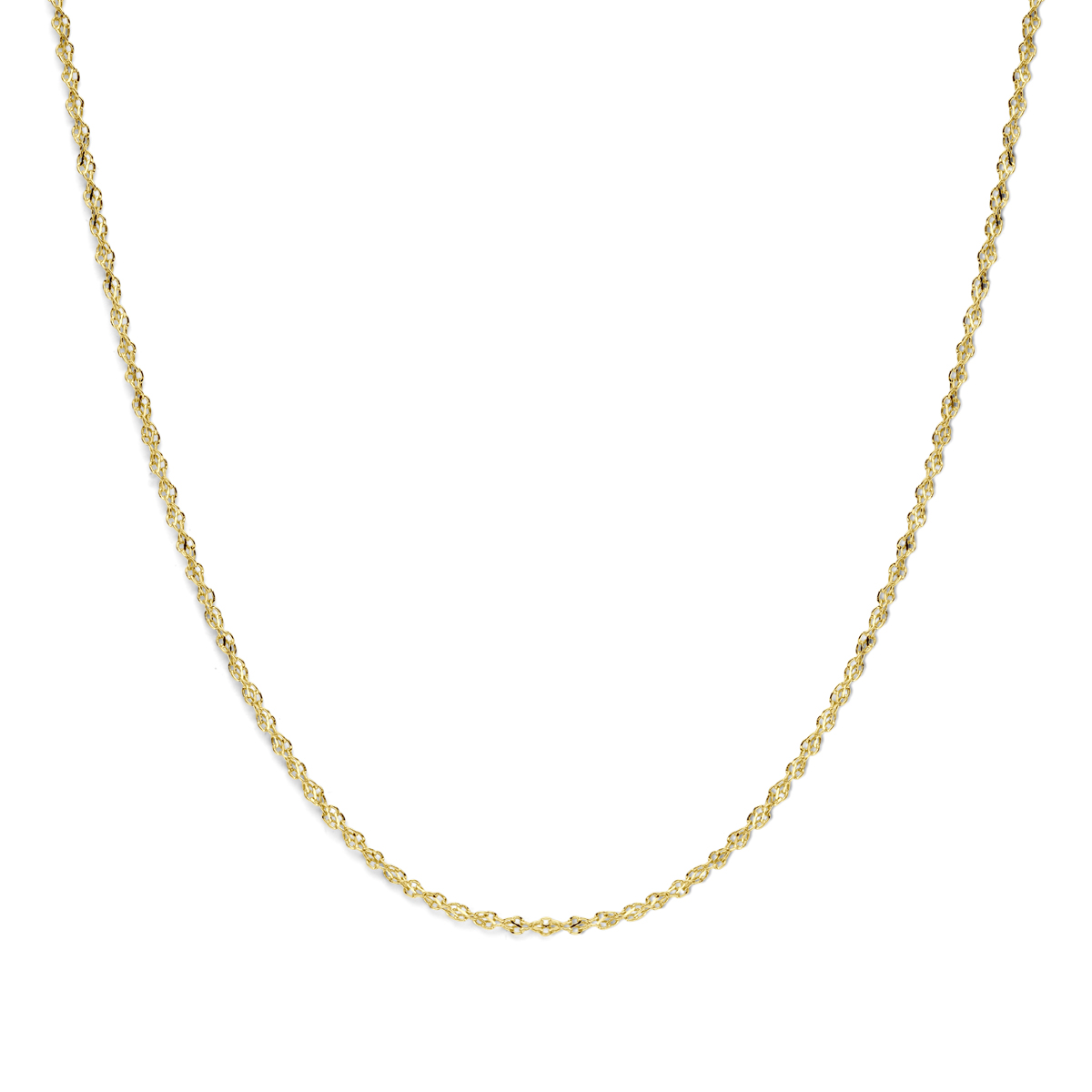 14k Geelgouden met kern van 925 zilver collier met een draaglengte van 45cm. Uitgevoerd met karabijnsluiting.