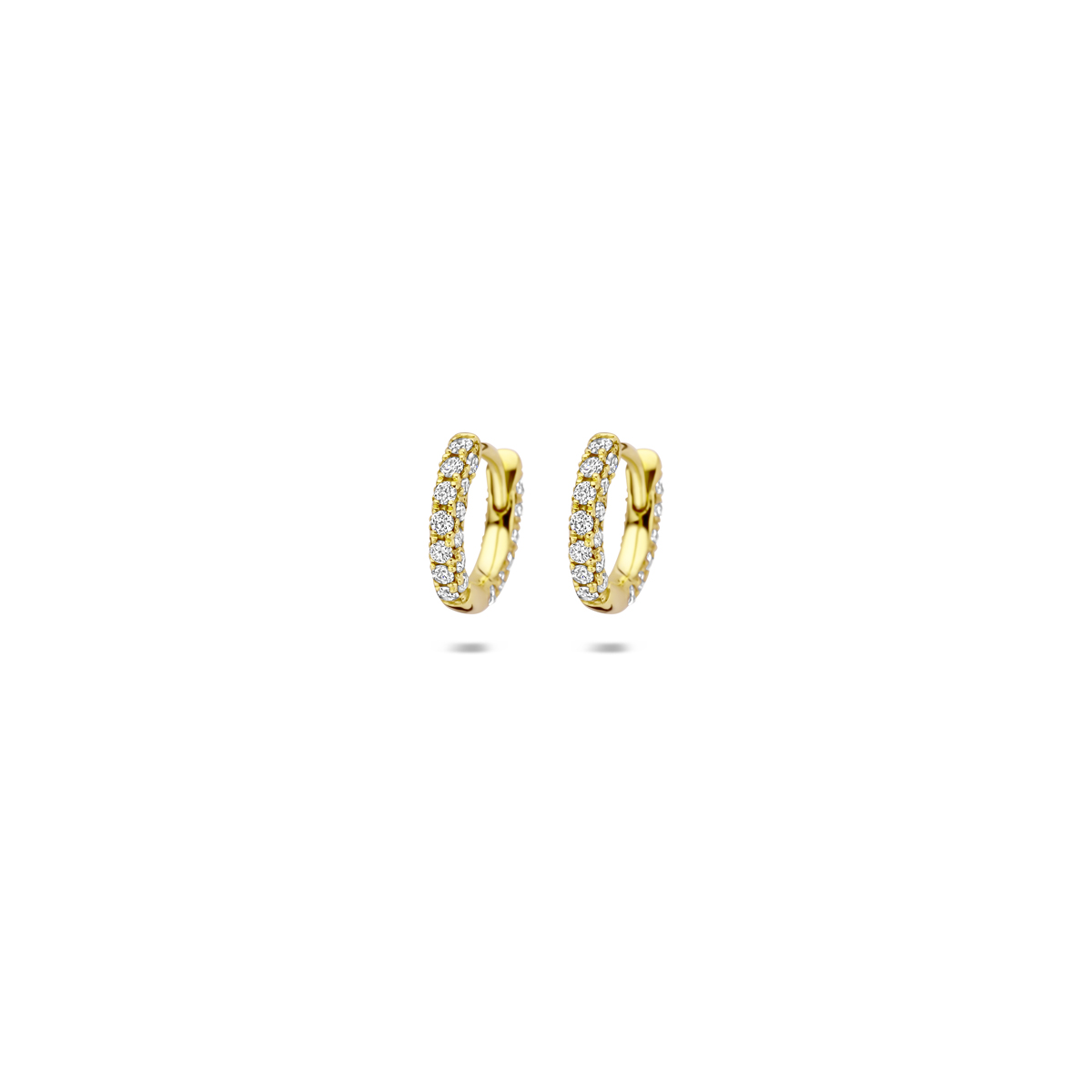14k Geelgouden klapoorringen met diamant. De klapoorringen hebben een buisdikte van 1.5mm.