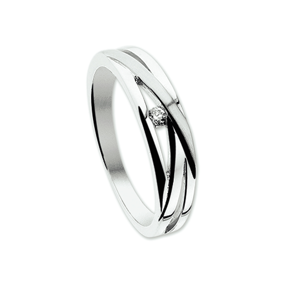 Witgouden ring met diamant.