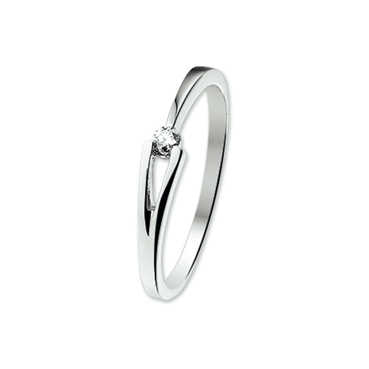 Witgouden ring met diamant.