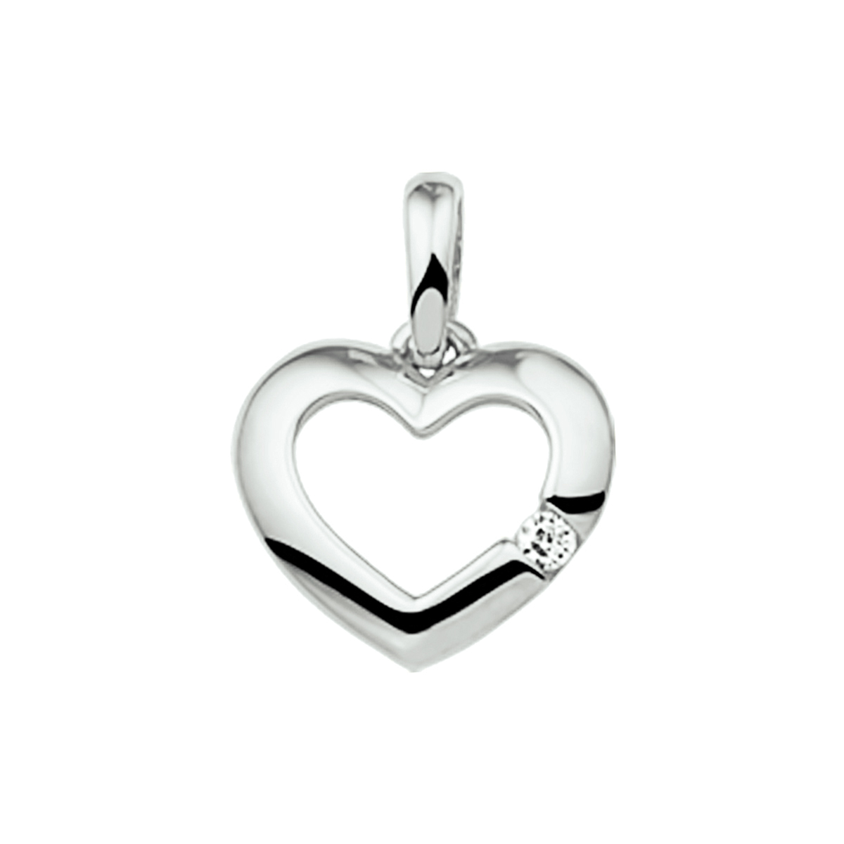 hanger hart zirkonia 14K witgoud
