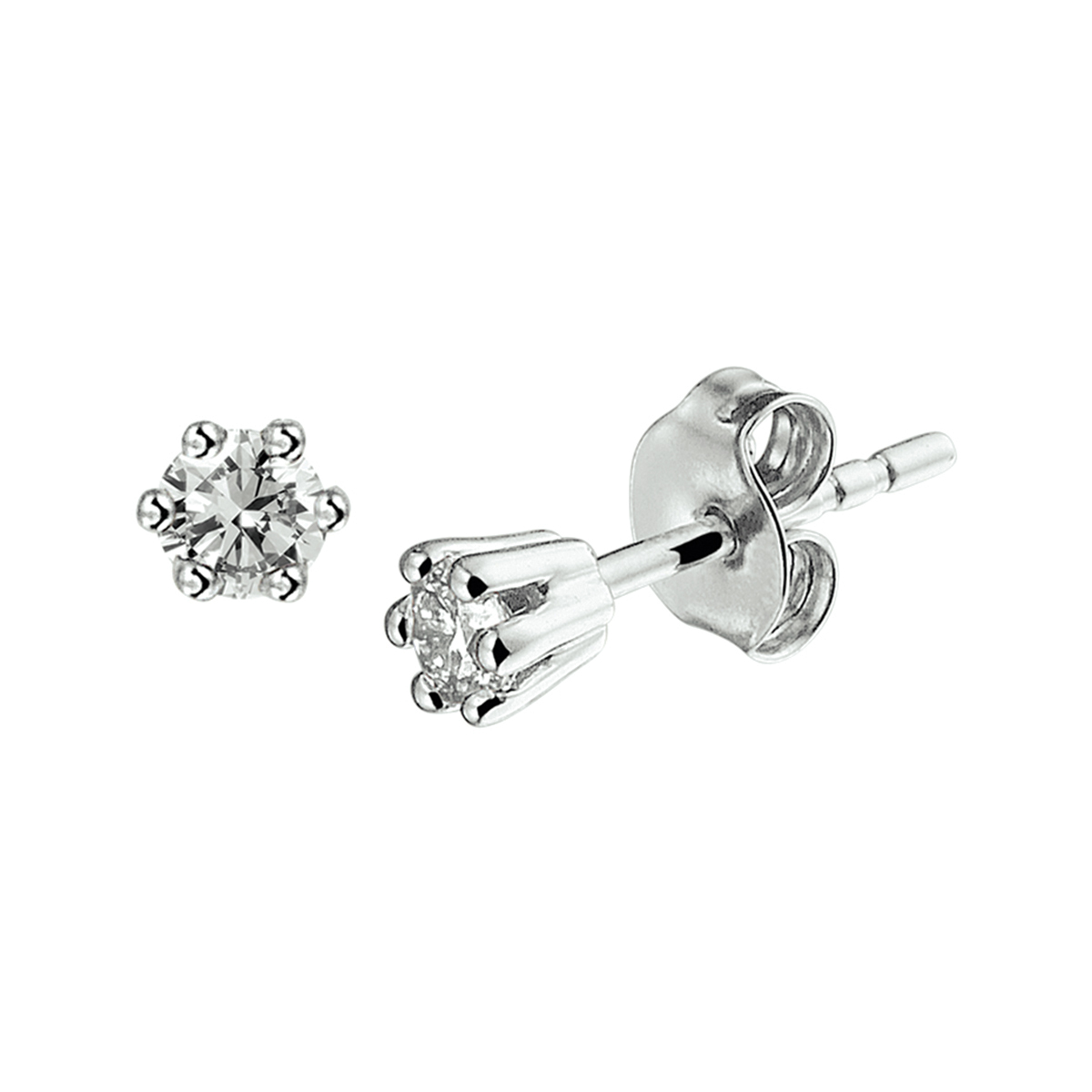 Luxe witgouden oorknoppen met een diameter van 4mm beide uitgevoerd met een briljant geslepen diamant van 0.10ct. Tip: Perfect kado voor dierbare of geliefde! Diamonds are girls best friend!