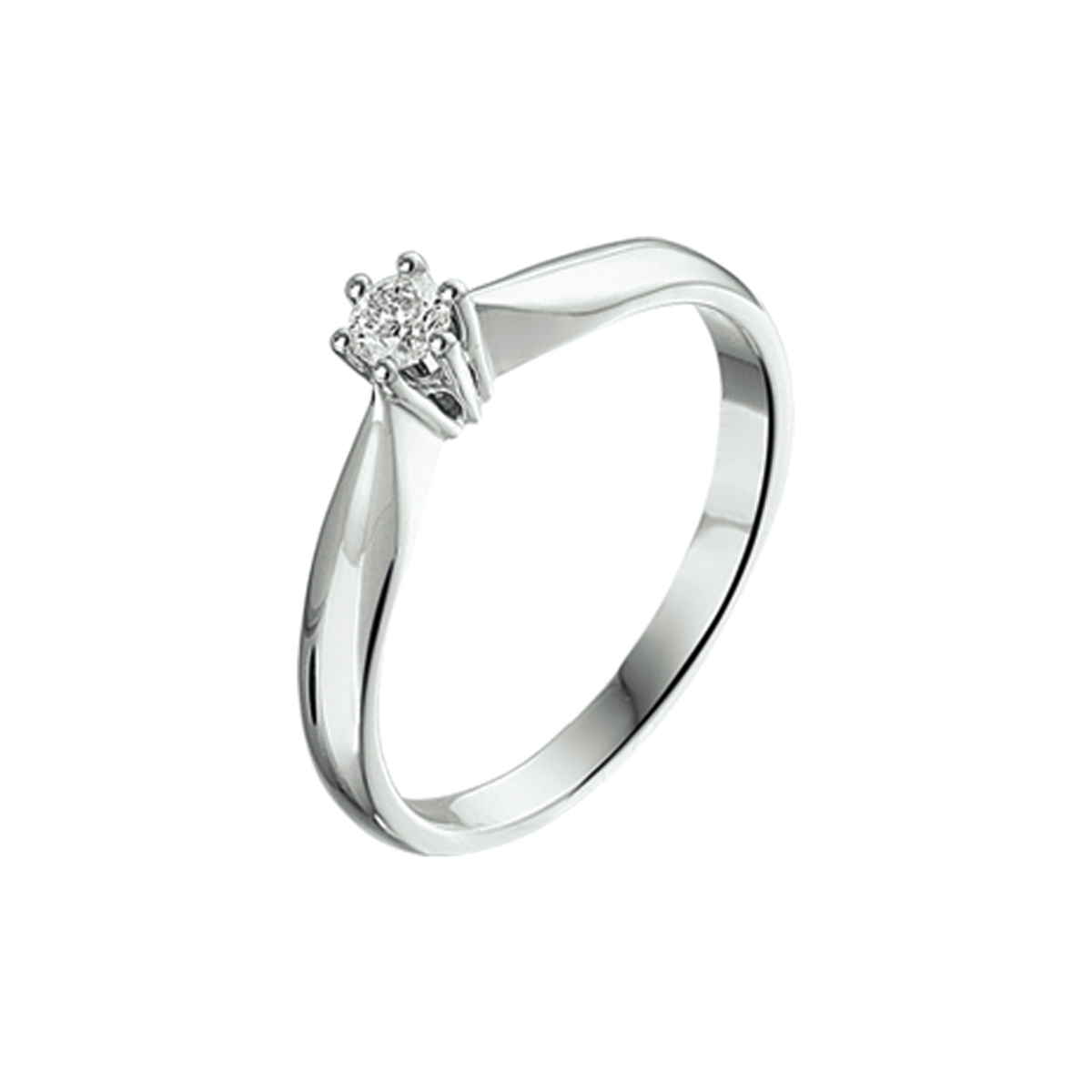 Witgouden ring met diamant0.10ct.