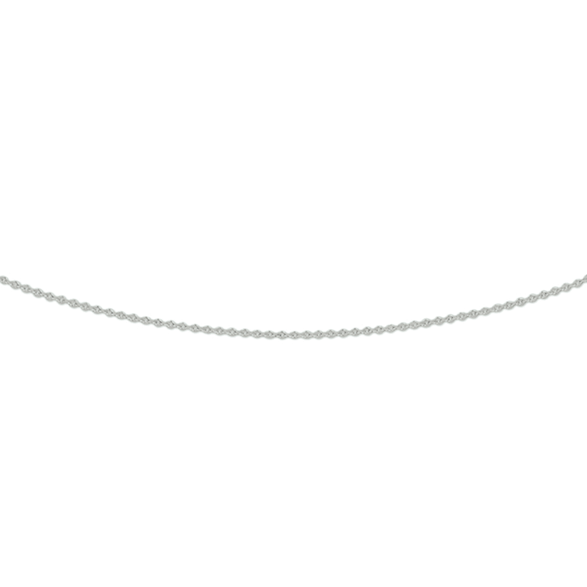 14k Witgouden collier met anker schakel en draaglengtes van 41, 43 en 45cm. De schakelbreedte is 0.8mm.