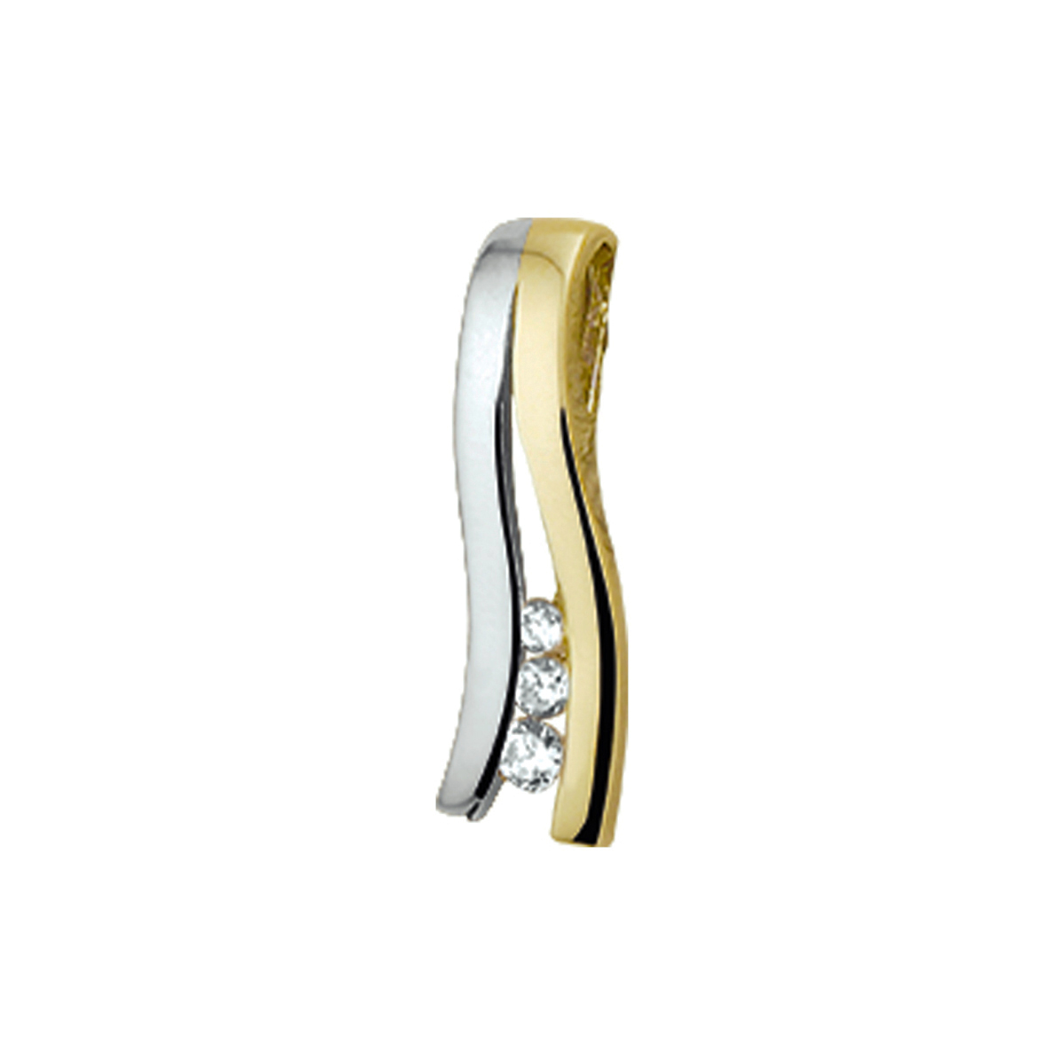 14k Bicolor gouden hanger zirkonia