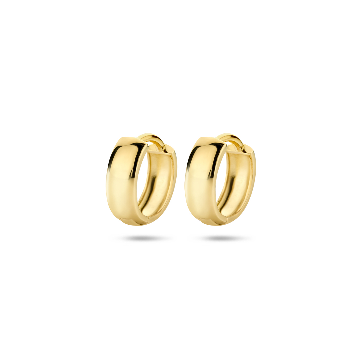 9k Geelkeurige klapoorringen met een afmeting van 12x3.2mm.