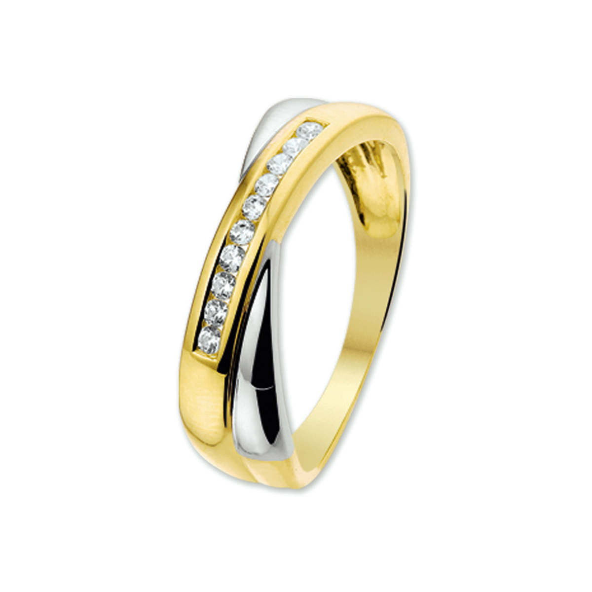 Deze gouden ring met zirkonia, modelnummer 4205880, is een verfijnd sieraad met een gewicht van 3,6 gram. De briljant geslepen transparante zirkonia steen cre&euml;ert een glanzende elegantie. Het goud en zilver gekleurde design straalt luxe uit. Draag deze ring dagelijks of bij speciale gelegenheden voor een stijlvolle en verfijnde uitstraling. Perfect voor maat 63.