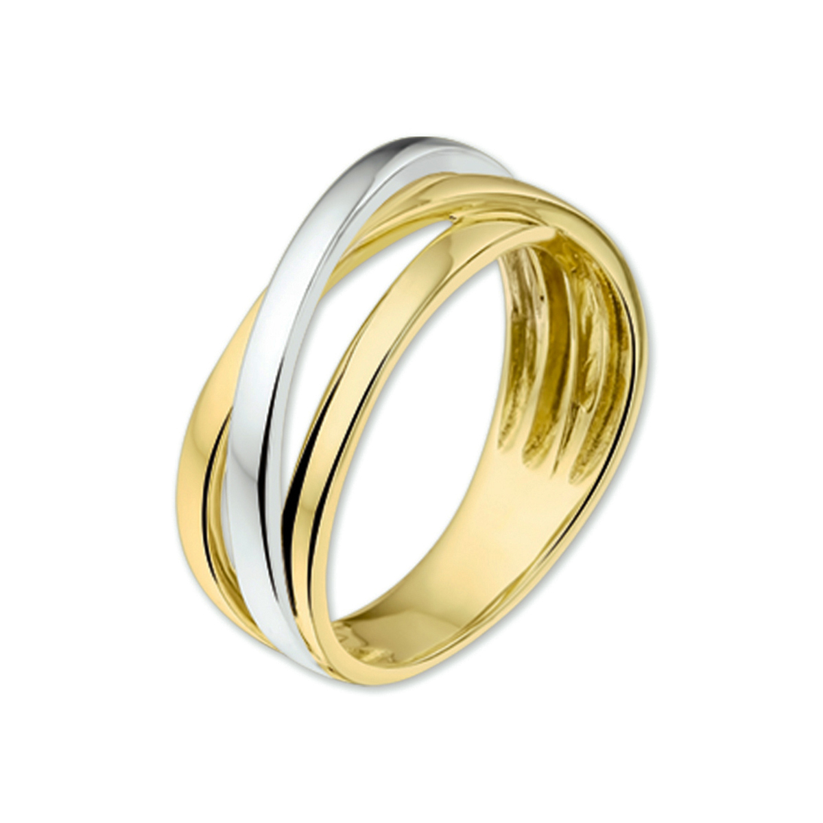ring 14K bicolor goud geel/wit
