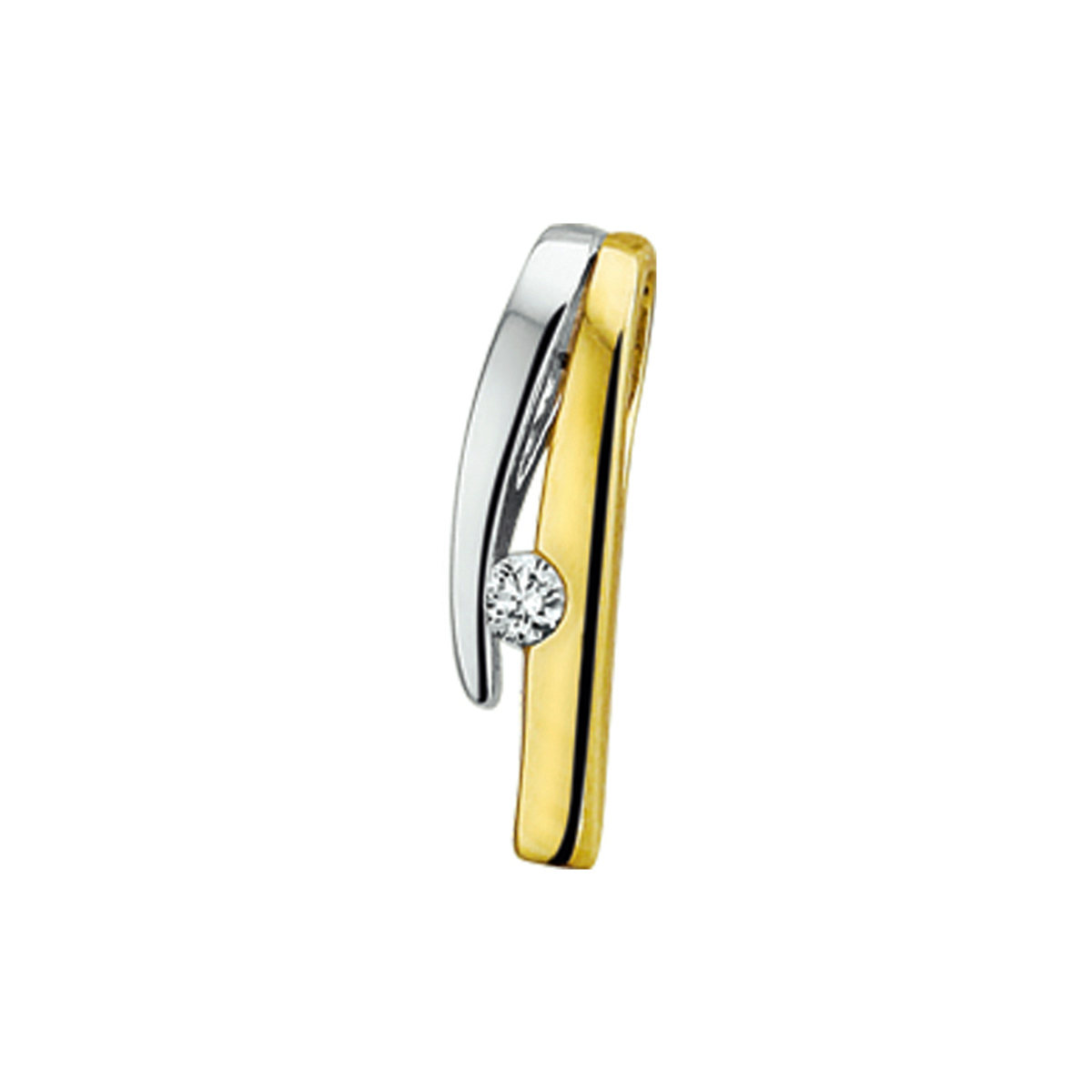 hanger diamant 0.035ct h si 14K bicolor goud geel/wit
