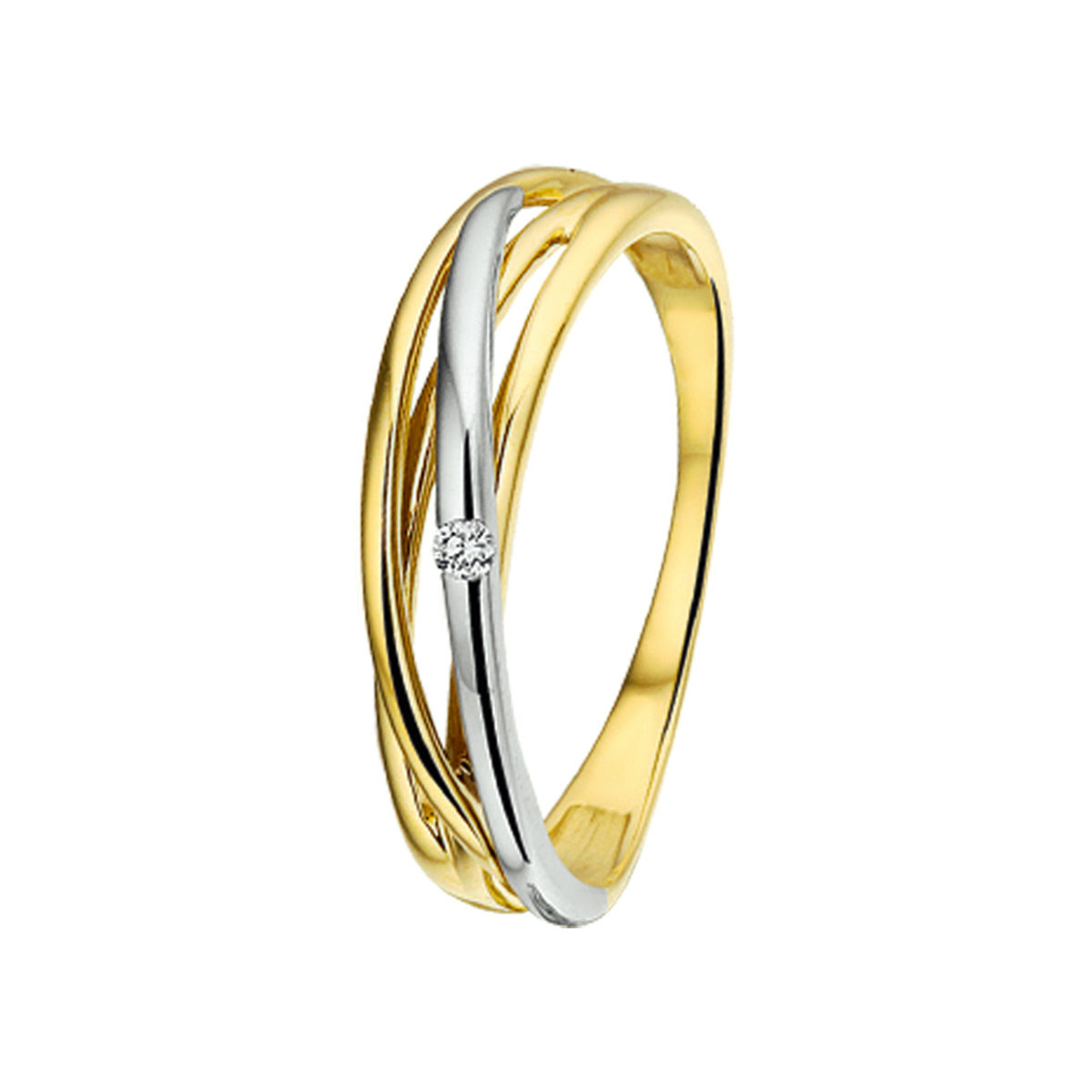 Bicolor wit/geel ring diamant 0.02 ct H/SI