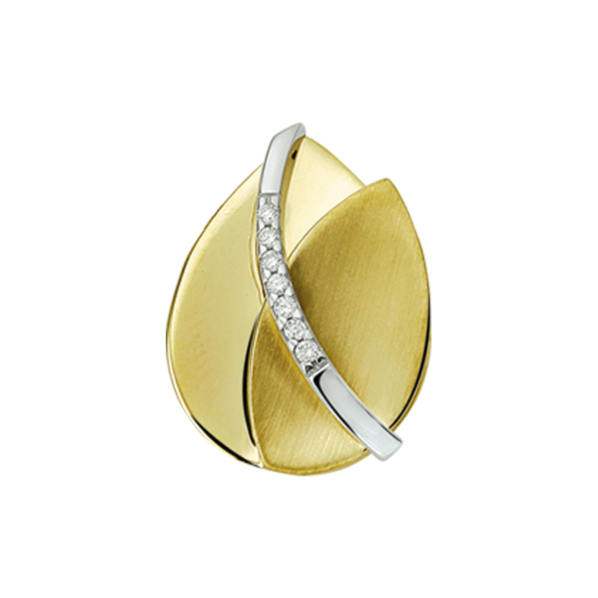 Bicolor wit- en geelgouden hanger met diamant.