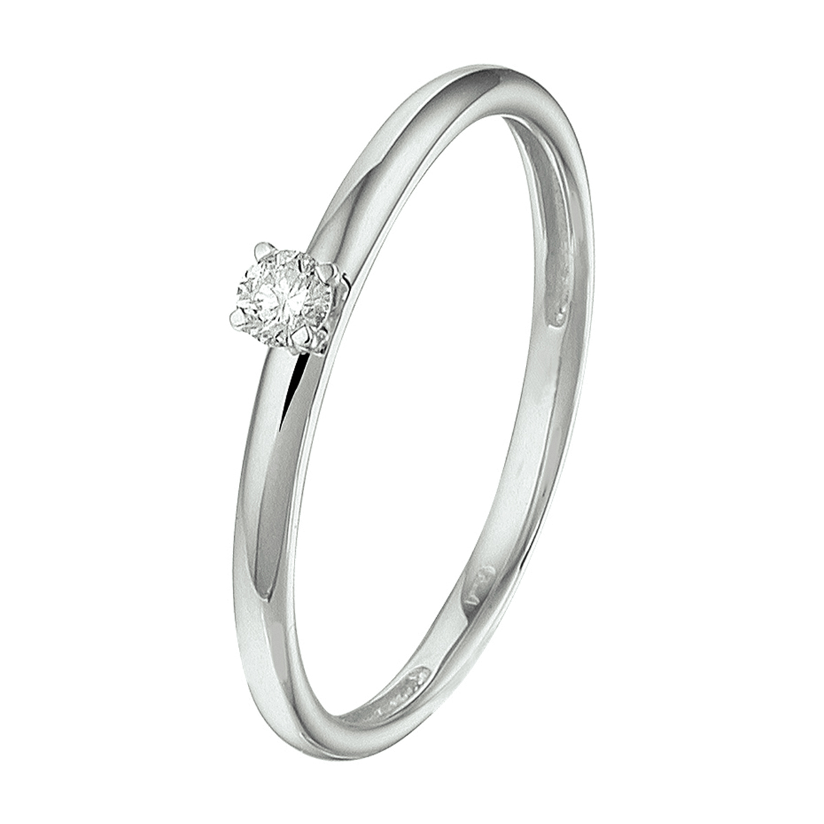 Luxe ring in witgoud met een palladium legering. De ring is uitgevoerd met een schitterende briljant geslepen diamant 0.09ct.