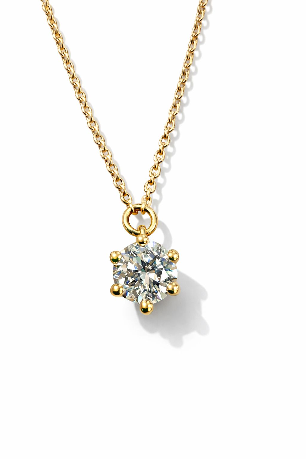 Gouden collier met diamanten hanger in 6 poots zetting