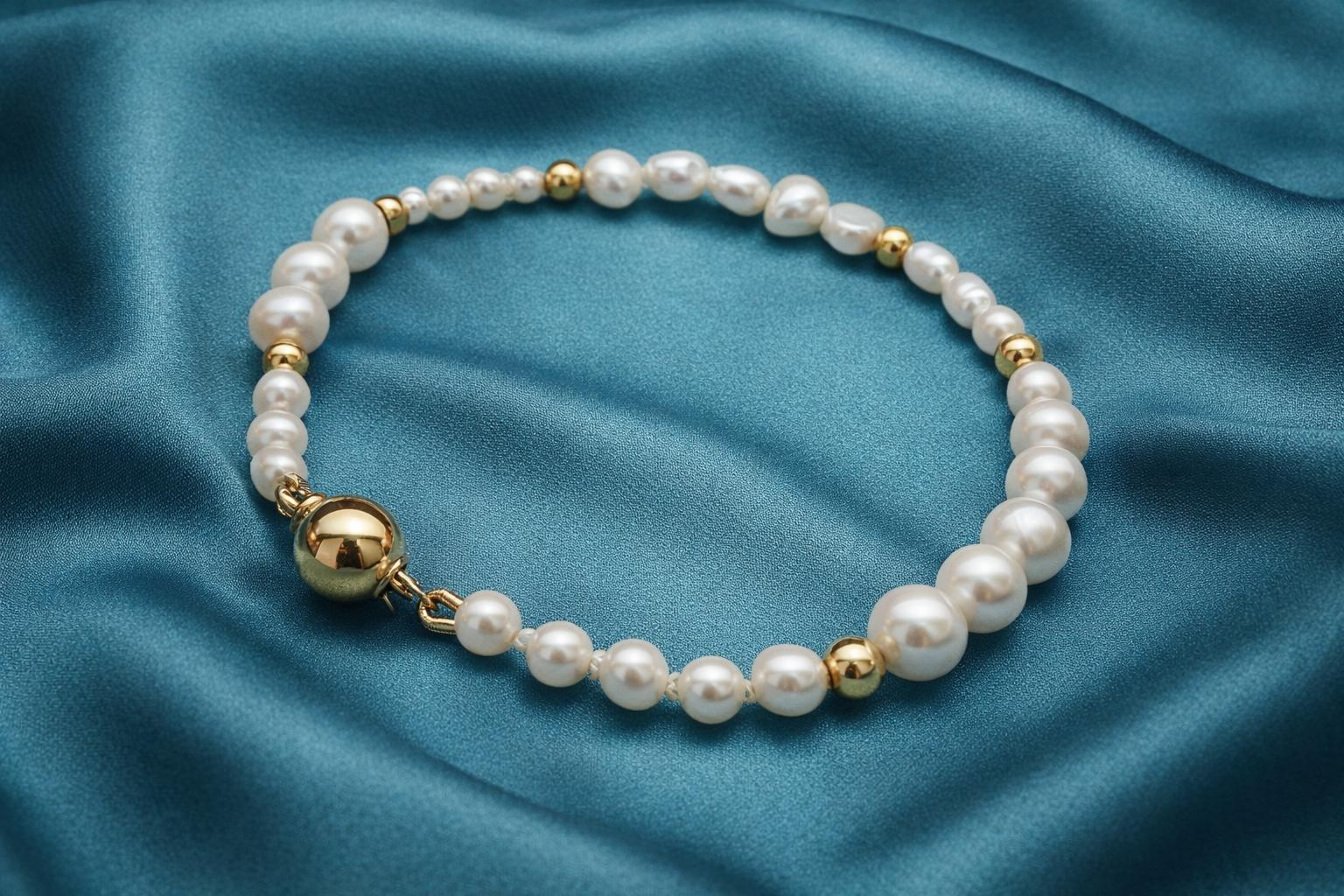 Parelarmband ,double bolletjes en slot ,19cm 
