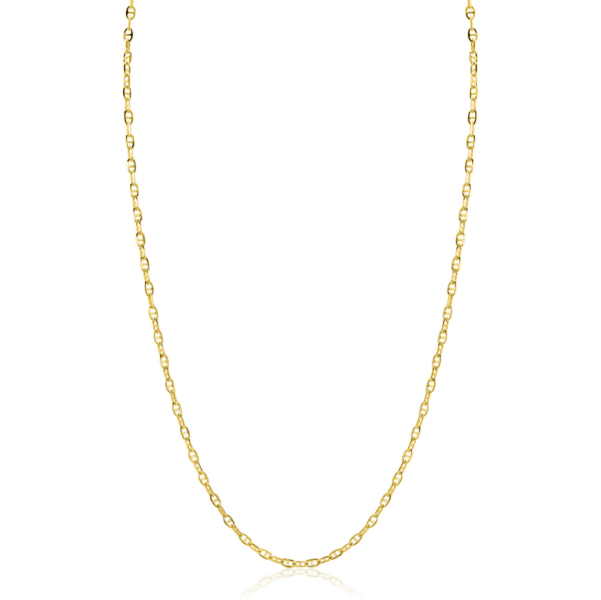 ZINZI Gold 14 karaat gouden massieve marine schakelketting 45cm 2mm breed ZGC577