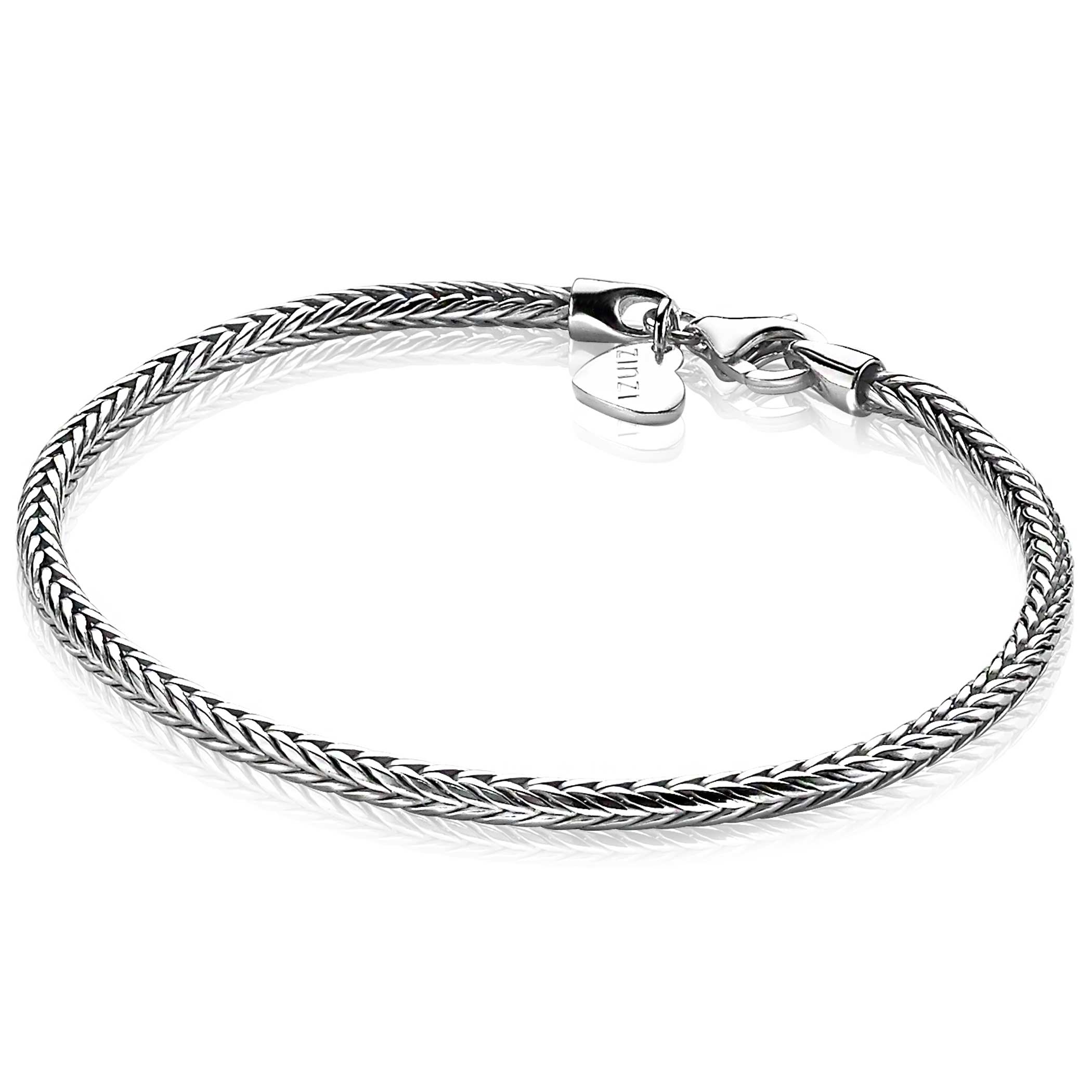 ZINZI zilveren schakelarmband vossenstaart 3mm breed 19cm ZIA1287