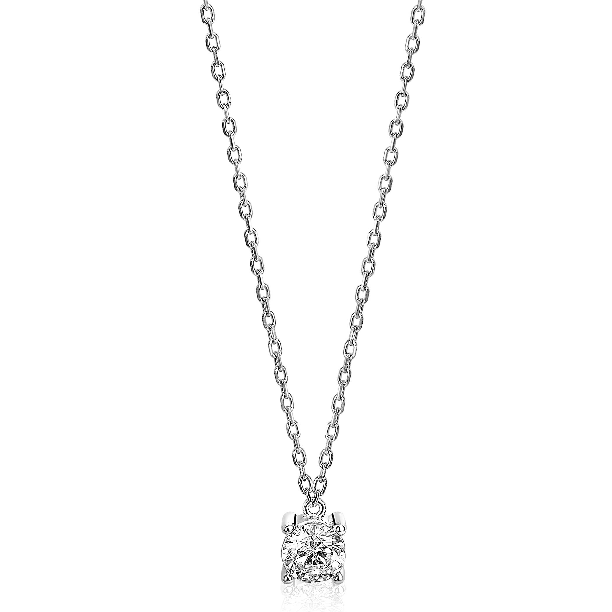 ZINZI zilveren ketting chatonzetting rond wit 40-45cm ZIC1750