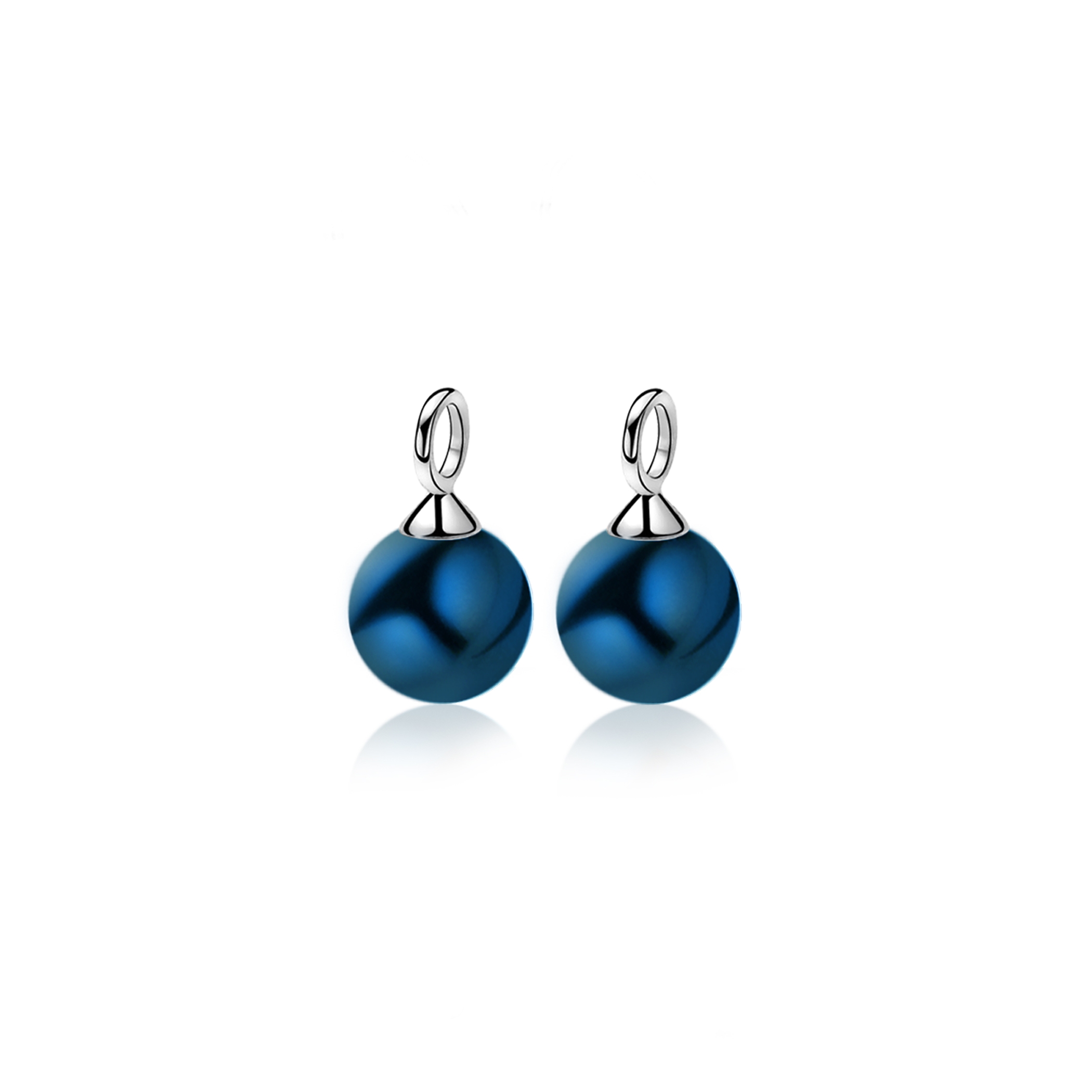 ZINZI zilveren oorbedels parel jeansblauw ZICH266B
