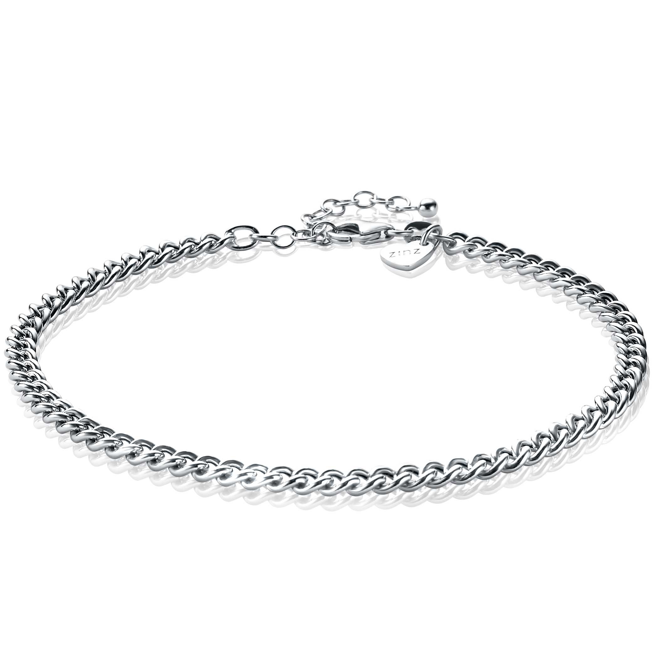 ZINZI zilveren enkelband gourmet 23 plus 4cm ZIE1414