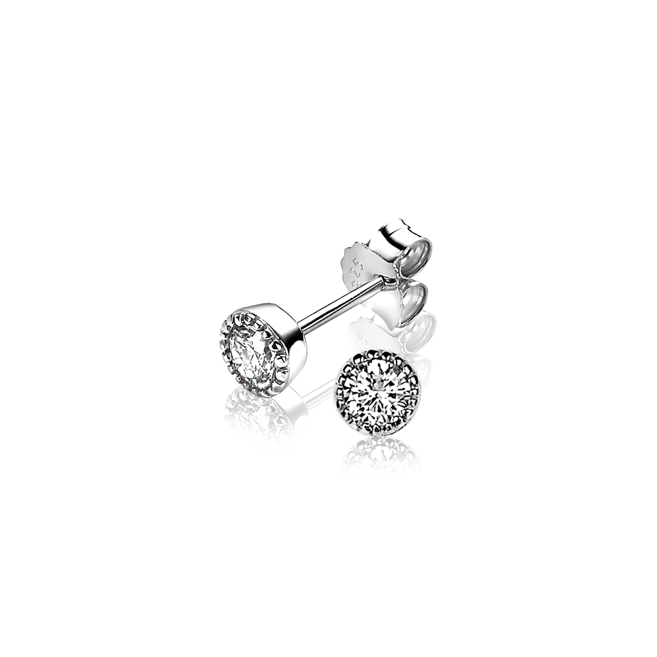 De ZINZI zlv. oorknoppen ZIO1263 pronken met zilverkleurige parelrand en zirconia. Gemaakt van 925 sterling zilver, met een doorsnede van 5 mm en diepte van 3 mm. Niet nikkelvrij. Perfect als subtiele stud oorknoppen voor een elegante uitstraling bij elke gelegenheid. Ideaal voor dagelijks gebruik of formele gelegenheden om je outfit te completeren.