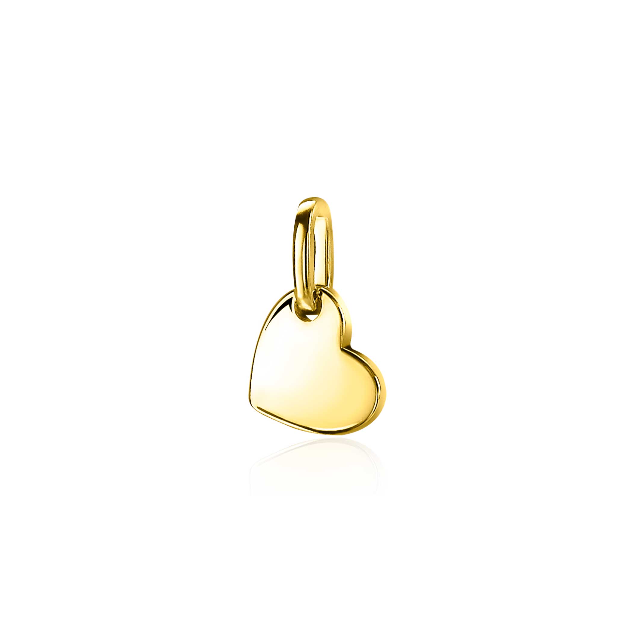 ZINZI zilveren hanger geel verguld met hartje. Draag de hanger los aan je ketting of hang de hanger sierlijk met meerdere hangertjes aan de trendy sluitring. H&eacute;t nieuwe wisselsysteem voor mooie subtiele hangertjes van Zinzi. Mix & match en maak je hanger extra persoonlijk. Vervaardigd van eerste gehalte zilver (925) en voorzien van een extra geelgoudkleurige vergulding.