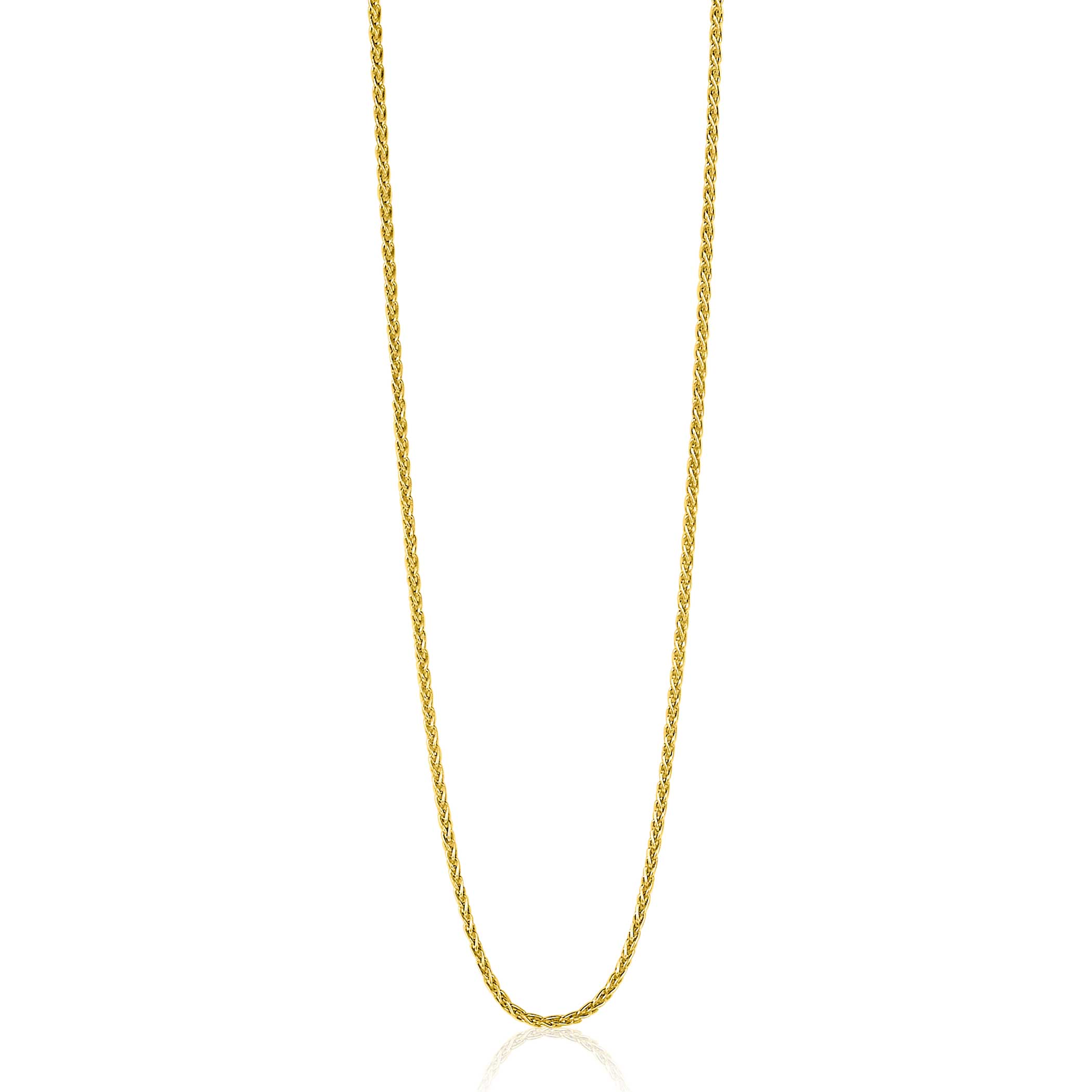 ZINZI zilveren palmier ketting (1,1mm breed) in geel verguld. Ideaal om je hanger aan te hangen. Kies zelf de lengte die bij je past: keuze uit 42cm, 45cm, 60cm, 70cm, 80cm en 90cm. Iedere ketting heeft een extra verlengstukje van 3 cm, zodat ook hiermee de lengte iets te vari&euml;ren is. De verschillende lengte-kettingen zijn gemakkelijk met elkaar te combineren om je hals. Met herkenbaar Zinzi hartje bij de sluiting. Vervaardigd van eerste gehalte zilver (925) en extra geel verguld.