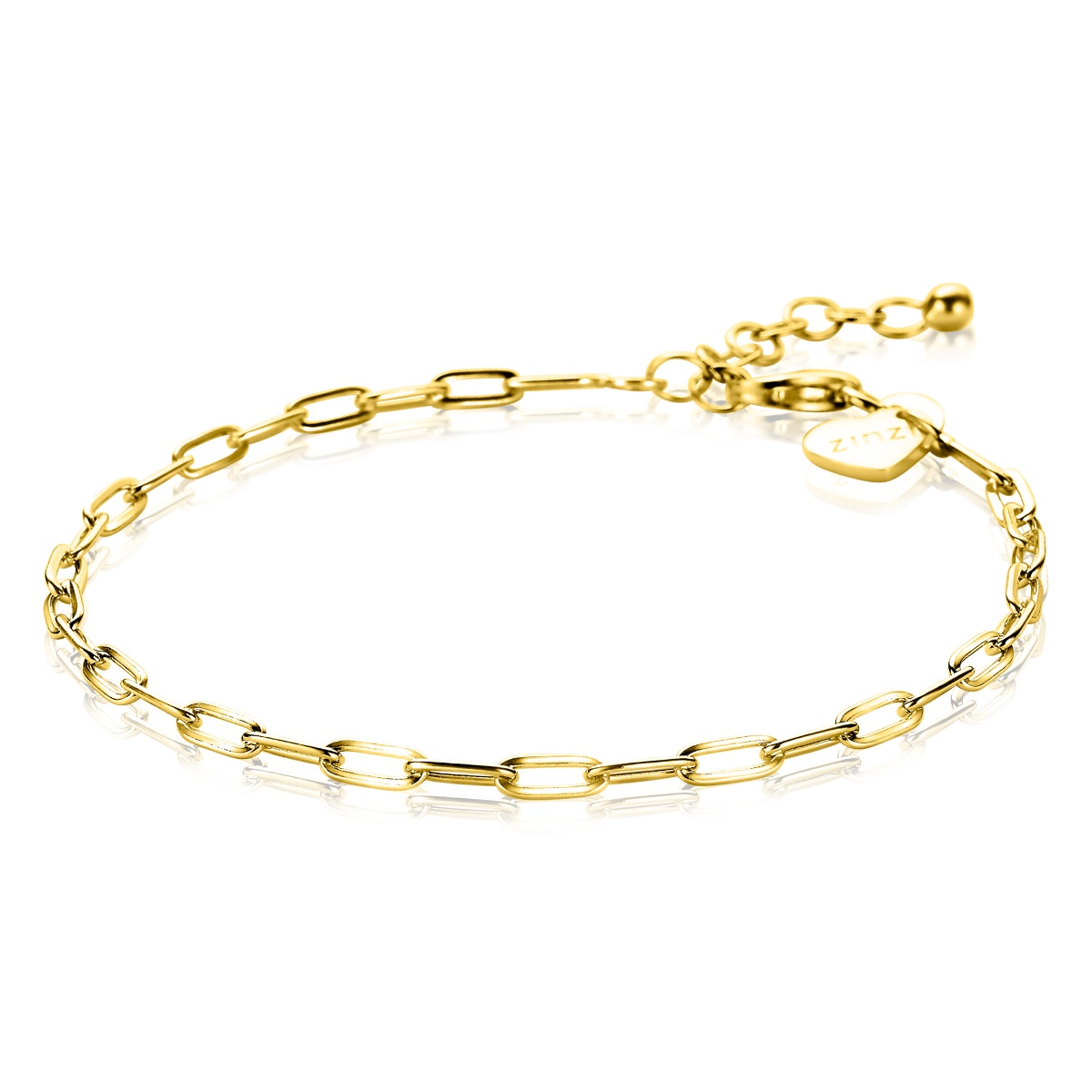 ZINZI zilveren armband 14K geel verguld 2,5mm paperclip schakel