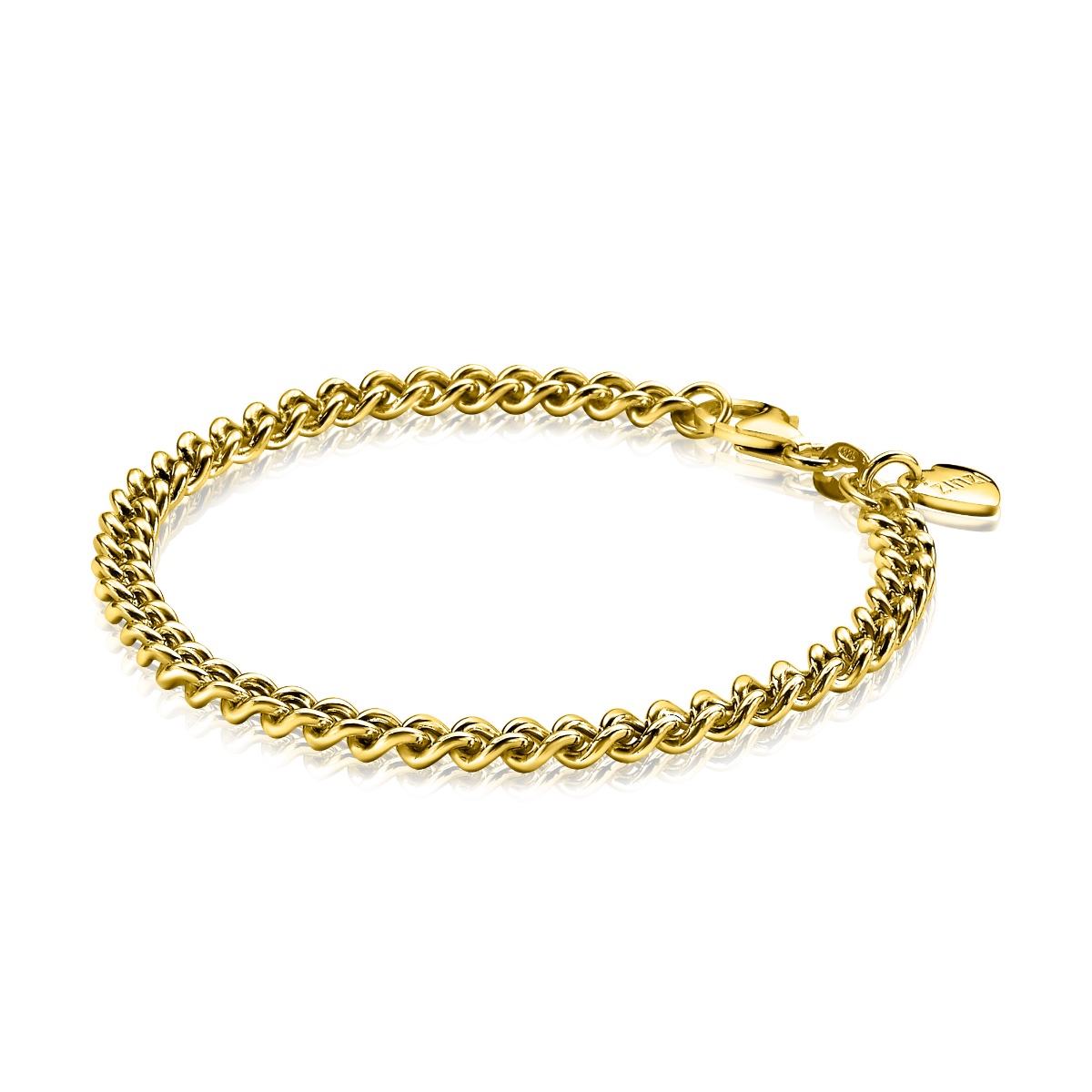 ZINZI zilveren geelvergulde gourmet armband 4,5mm breed 18,5cm ZIA1414G