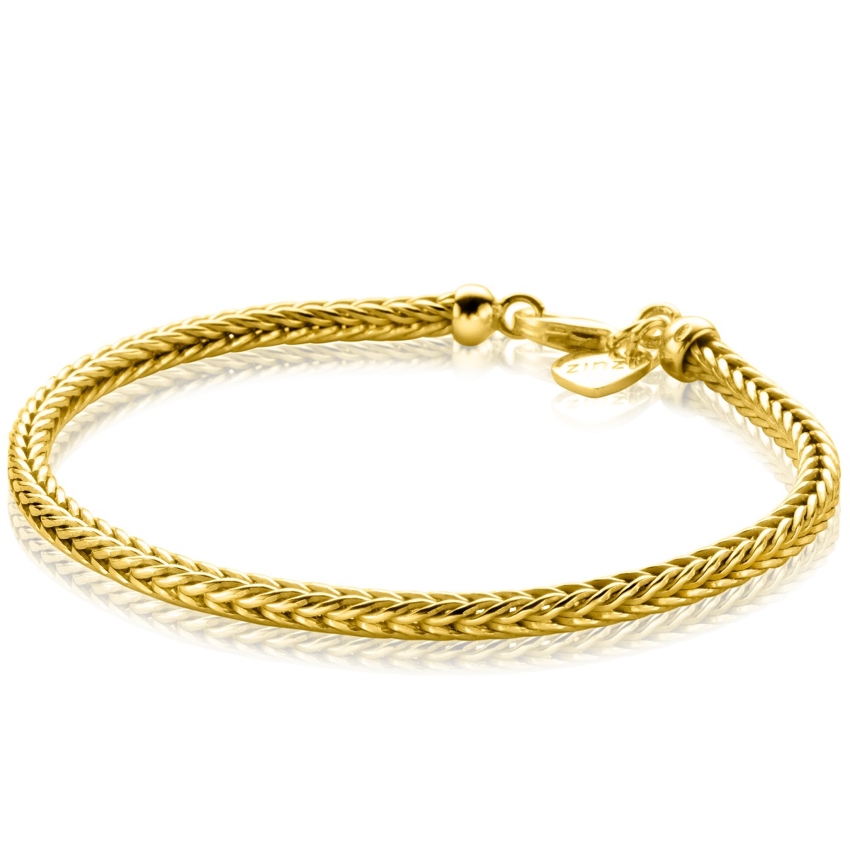 ZINZI zilveren schakelarmband geel verguld vossenstaart 3mm breed 19cm ZIA1287G