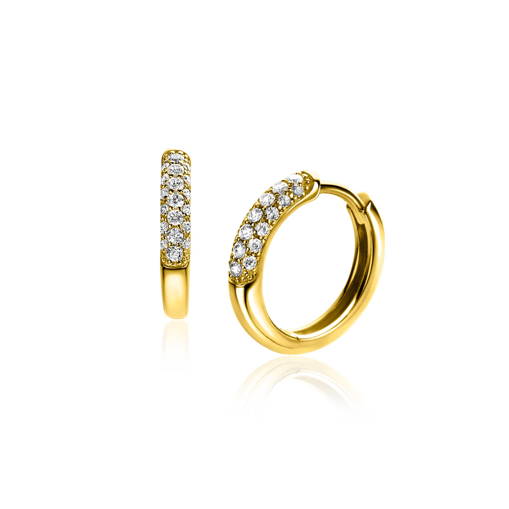 zinzi creolen zilver verguld met zirconia