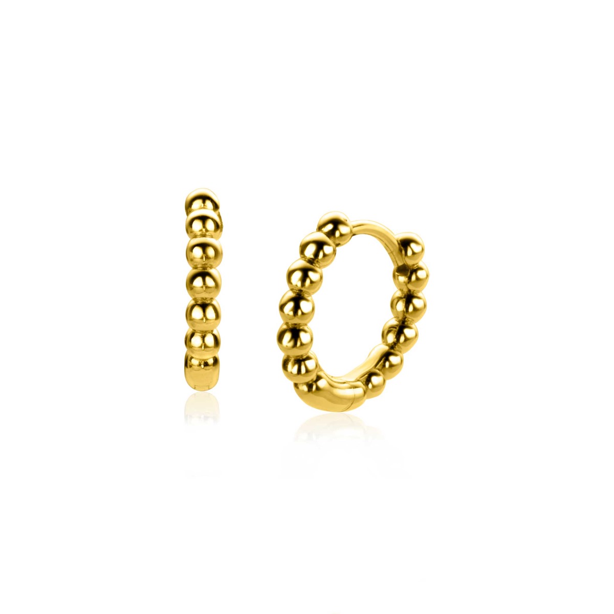 Zinzi gold plated zilveren oorringen bolletjes motief 13,5x2,5mm ZIO923G