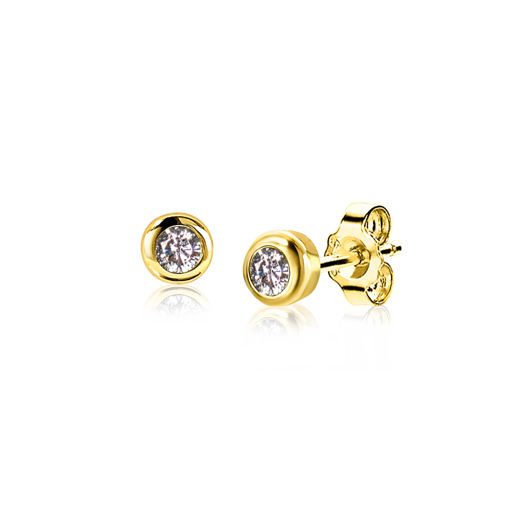 BIRTHSTONE oorknoppen 4mm gold plated APRIL, staan symbool voor iemand die in de maand april is geboren. In april is de geboortesteen 'diamant witte zirconia'. Iedere geboortesteen heeft haar eigen betekenis. De oorknoppen zijn vervaardigd van eerste gehalte zilver (925) en voorzien van een extra 14K geel vergulding.