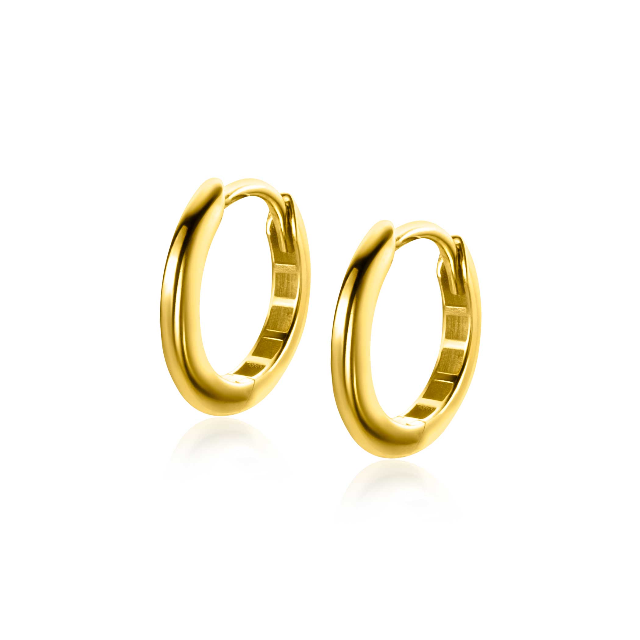 12,5mm ZINZI Gold 14 krt gouden oorringen 12,5mm met smalle ronde buis 1,8mm. Met luxe klapsluiting ZGO433