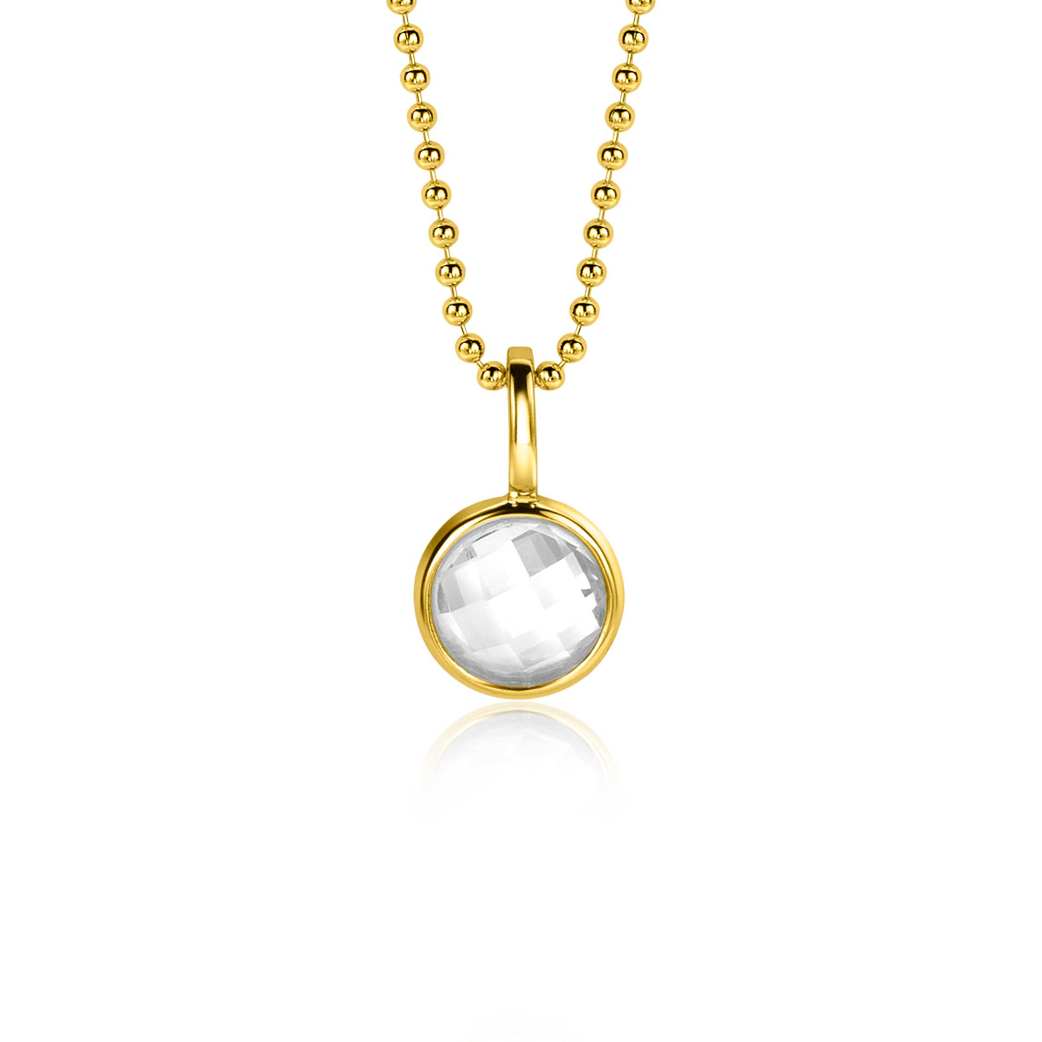 APRIL hanger 8mm gold plated geboortesteen diamant wit zirconia (zonder collier)
