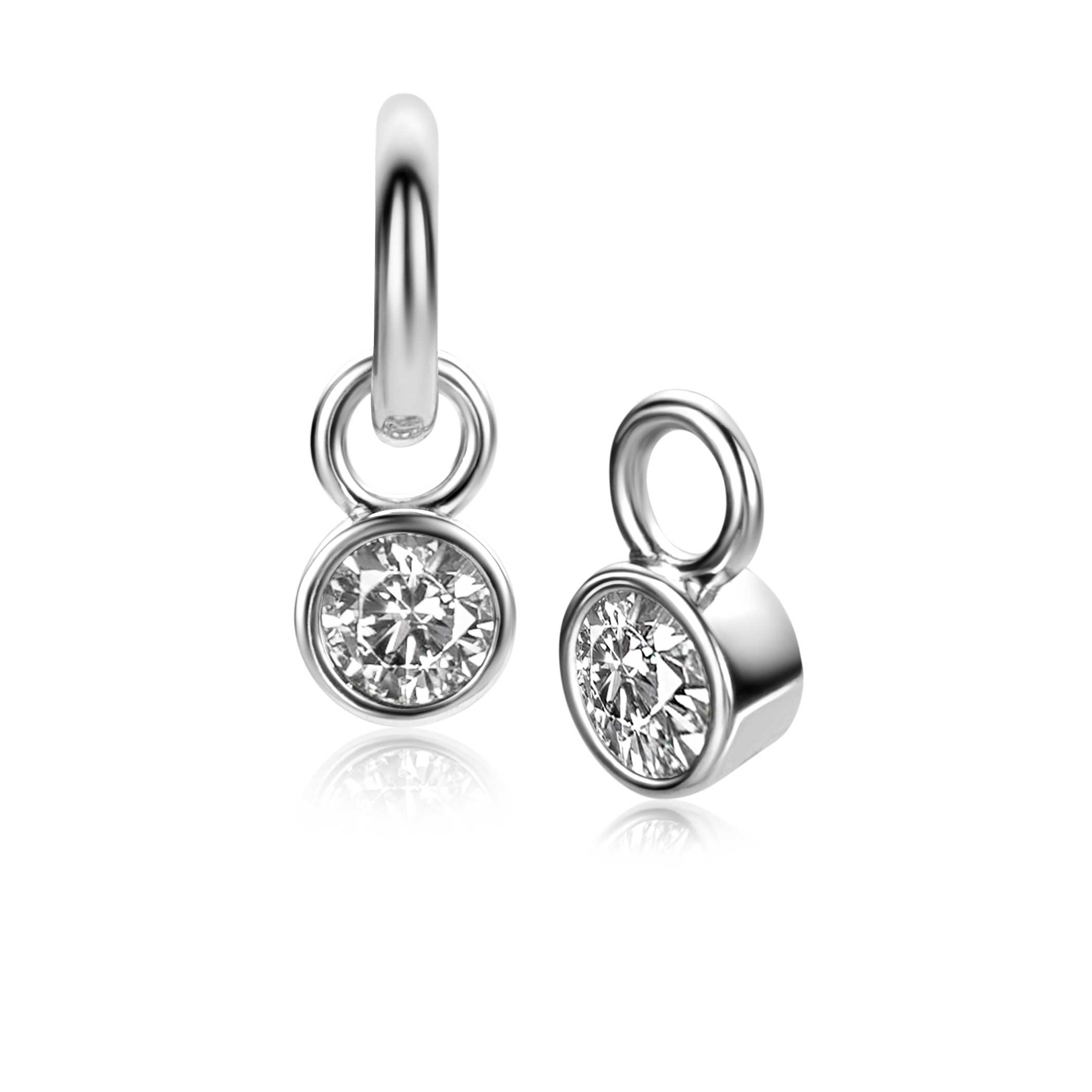 APRIL oorbedels zilver met geboortesteen diamant wit zirconia (excl. oorringen)