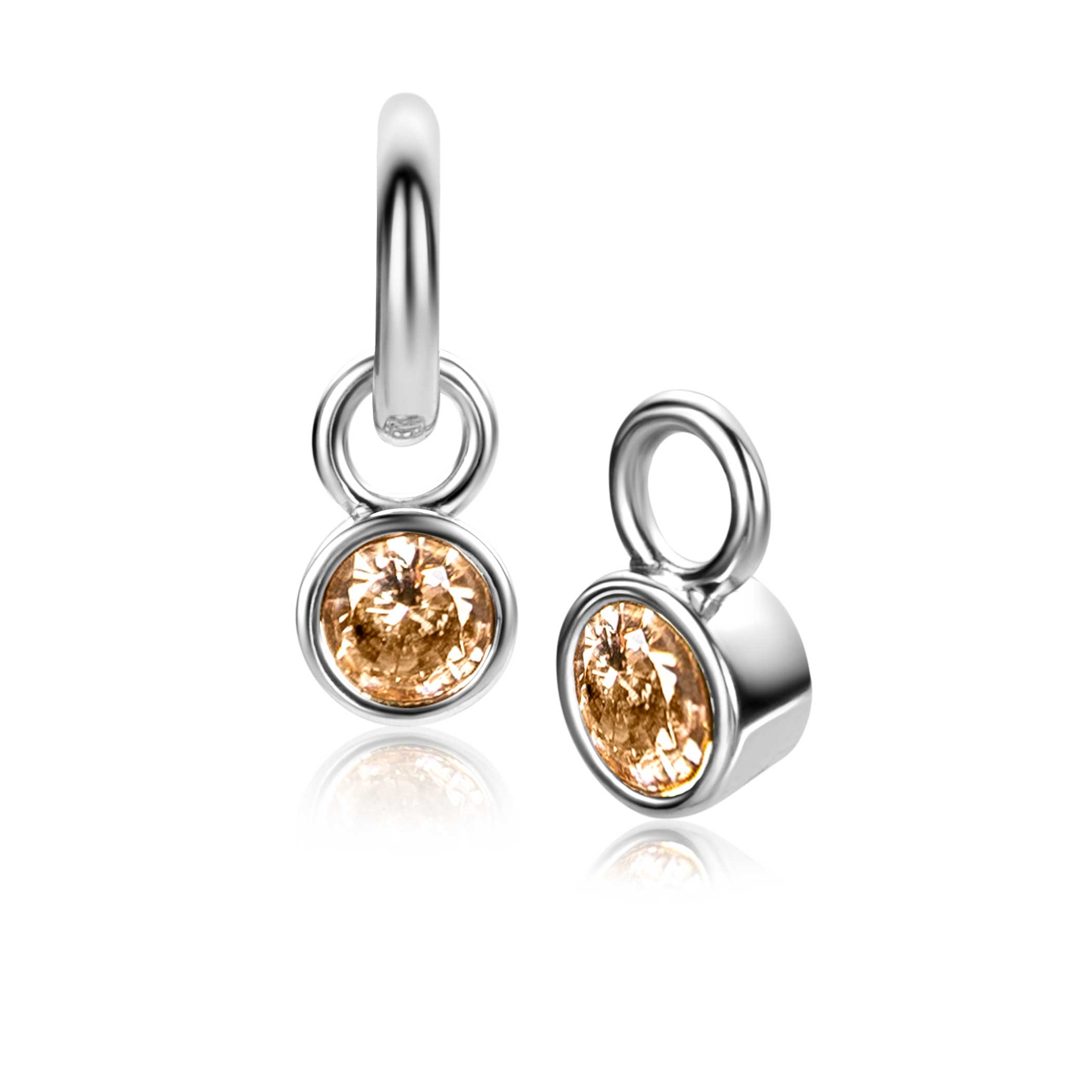 Zinzi zilveren oorbedels birthstones citrien - november