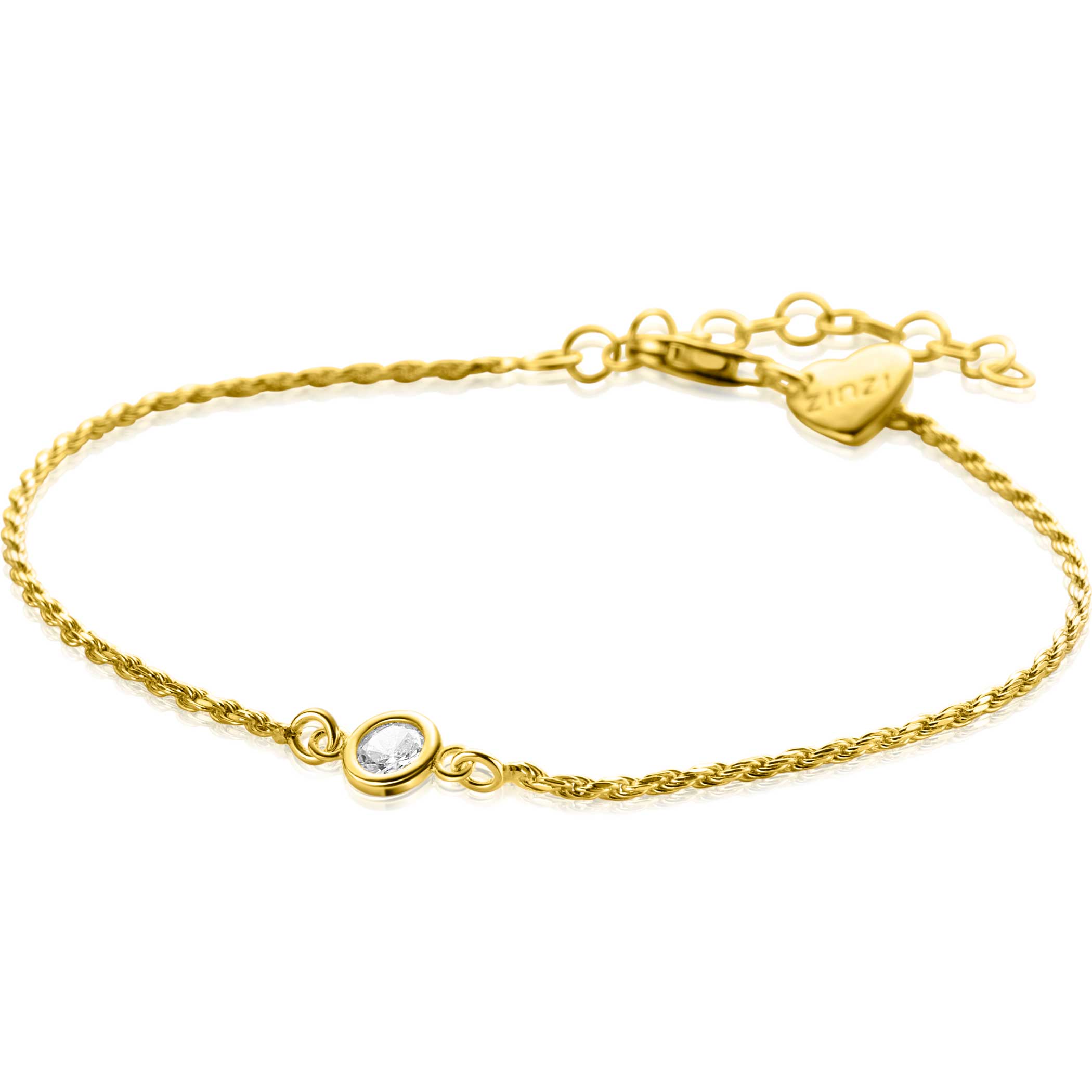 Zinzi zilveren vergulde koord armband, lengte  17cm en 20cm. 
