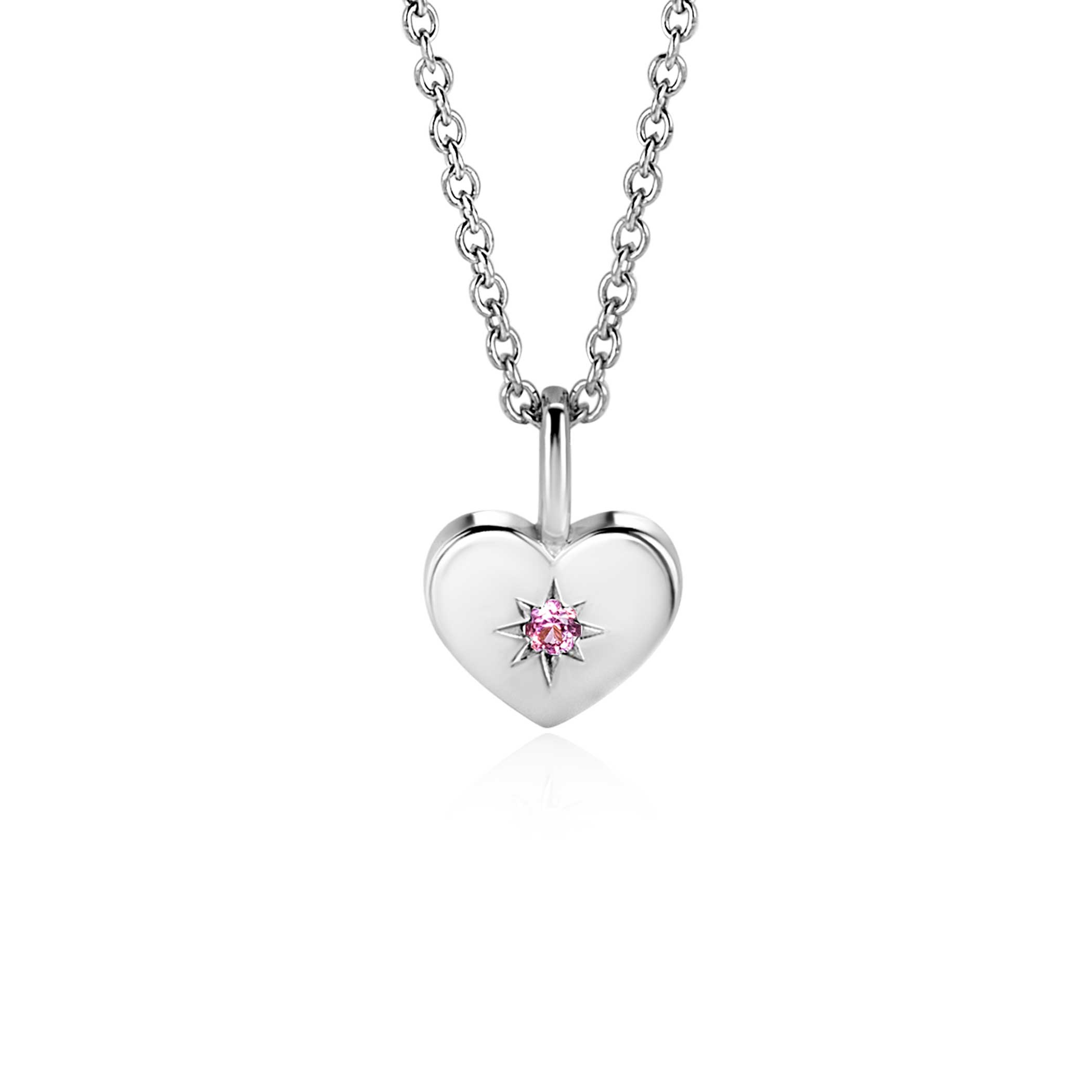 BIRTHSTONE zilveren hart hanger 12mm OKTOBER, staat symbool voor iemand die in de maand oktober is geboren. In oktober is de geboortesteen 'roze rozenkwarts zirconia'. Iedere geboortesteen heeft haar eigen betekenis. De hanger is vervaardigd van eerste gehalte zilver (925) en voorzien van een extra rodium laag voor een langdurige glans.