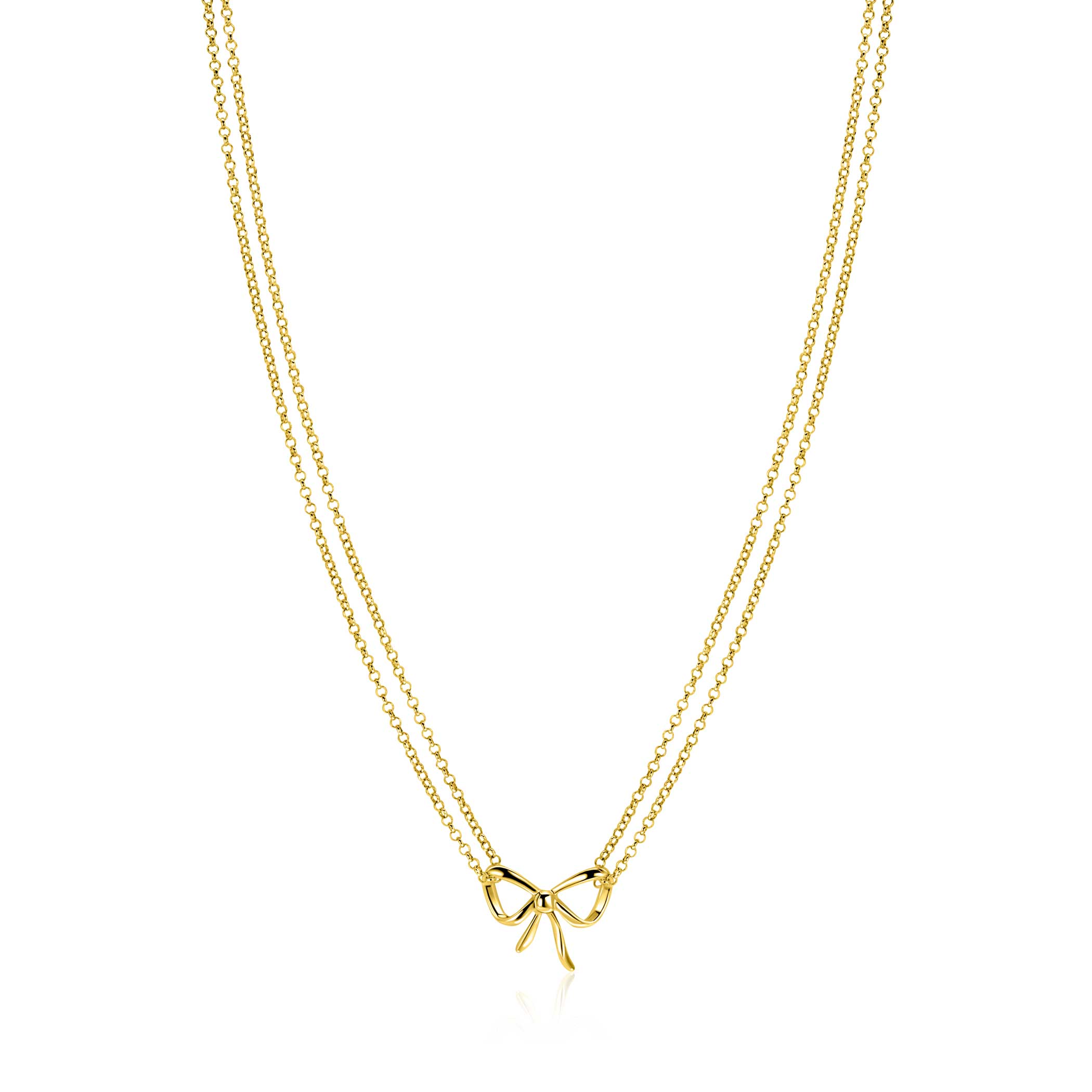 ZINZI gold plated zilveren multi-look ketting met sierlijke strik 40-43cm ZIC2677