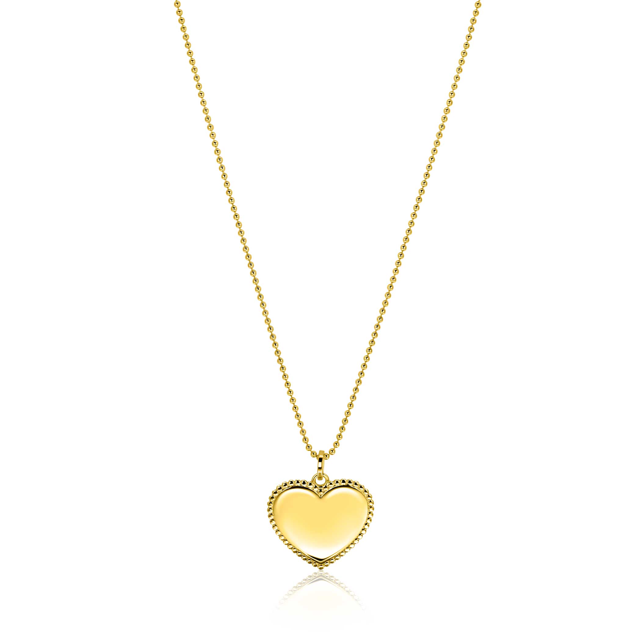 zilver geelvergulde graveerplaat in hart vorm met bolletjes 20mm (zonder ketting)